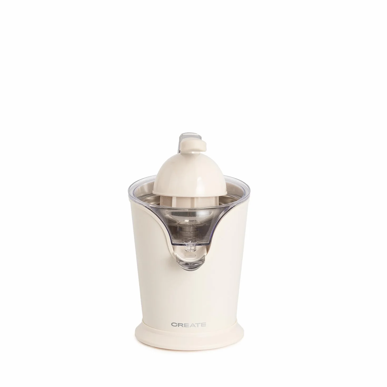 CREATE/JUICER PRESS/Exprimidor de cítricos eléctrico de palanca blanco roto/Sin salpicaduras. depósito 250ml. filtro de pulpa. sistema antigote. apto lavavajillas. 2 conos desontables. 100W