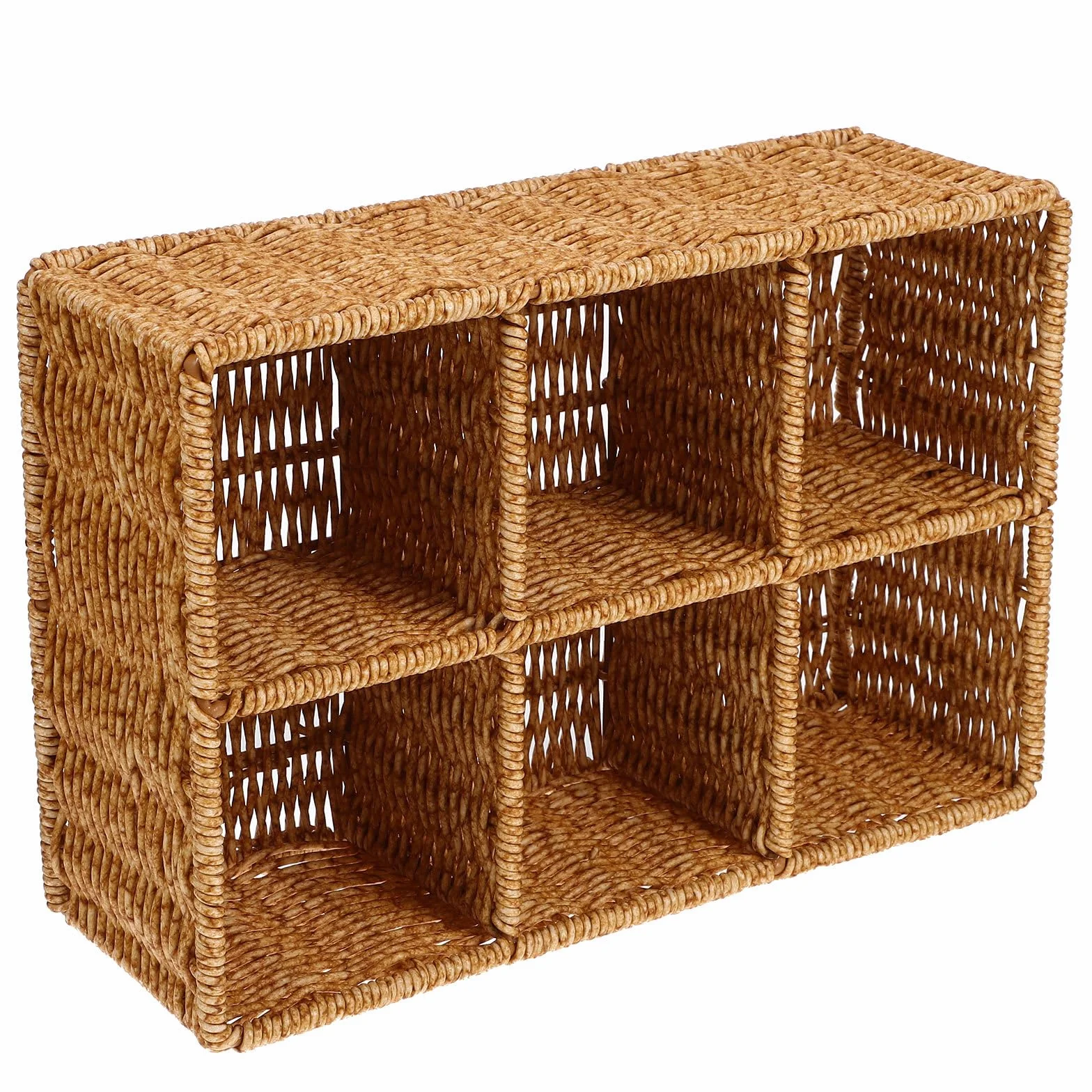 MAGICLULU Organizador de Cajón para Cubiertos Pequeño de Ratán Plástico Color Caqui, Cesta de Almacenamiento Multifuncional y Fácil de Limpiar para Cocina y Picnic