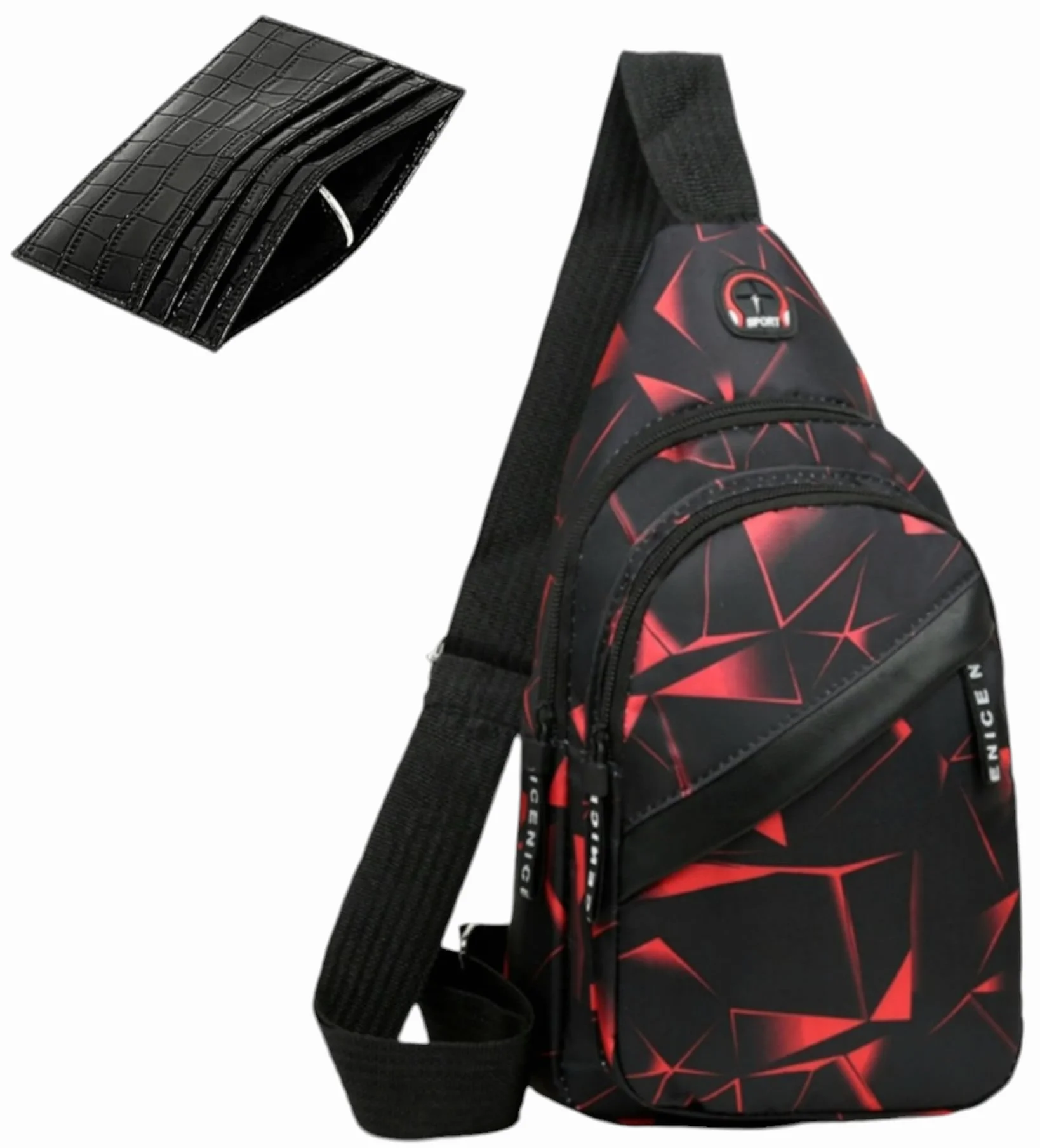 Bolso bandolera cruzada para hombre y mujer, mochila de pecho y hombro, color roja