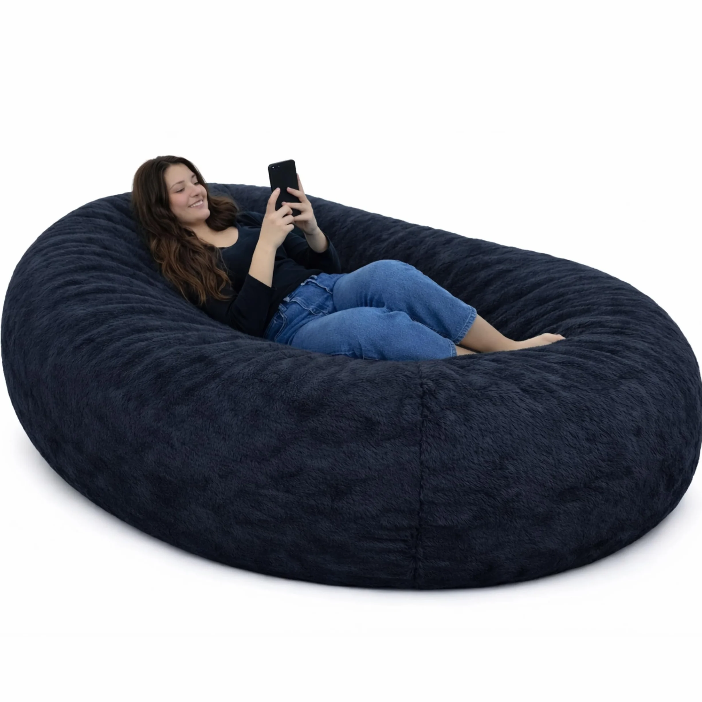 bananair - Puff Gigante XXL con Relleno de Espuma Incluído - Cómodo, Suave y Espacioso - Funda Desenfundable y Lavable - Bean Bag, Puff Cama Ideal para Relajarse (160 x 90 x 60 cm, Azul)