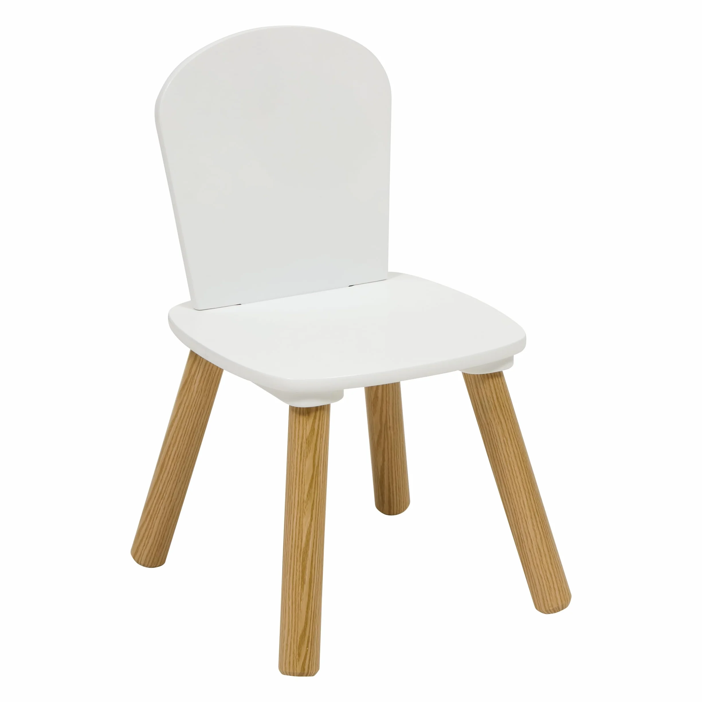 Atmosphera Silla Niño Alex 48x55x85 cm Blanco Madera Clara Estilo Escandinavio Redondeado