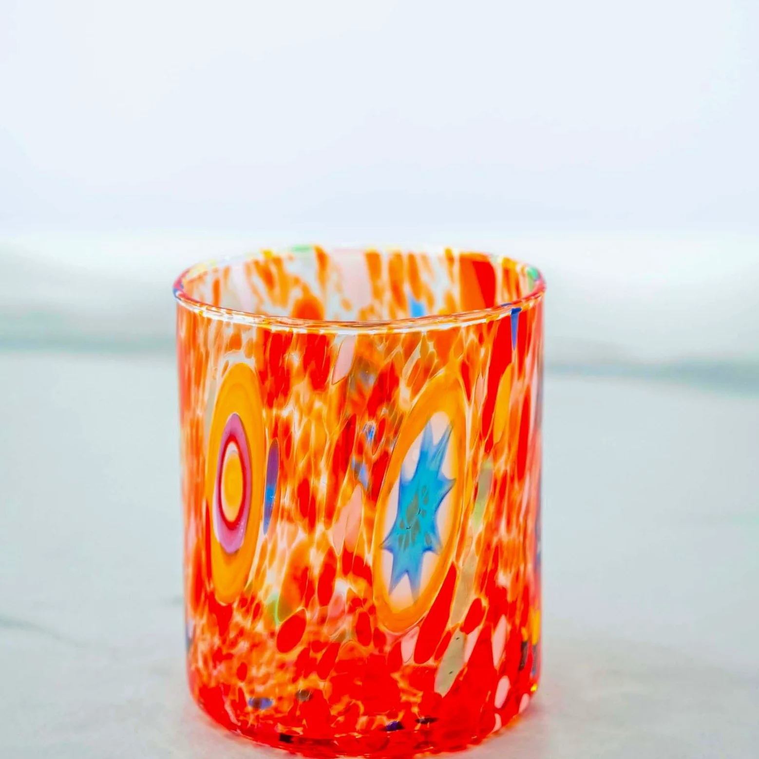 MurArt Vasos de Murano, juego de 6 vasos de 300 ml, colección Tower, de vidrio soplado a mano de elaboración artesanal Made in Italy