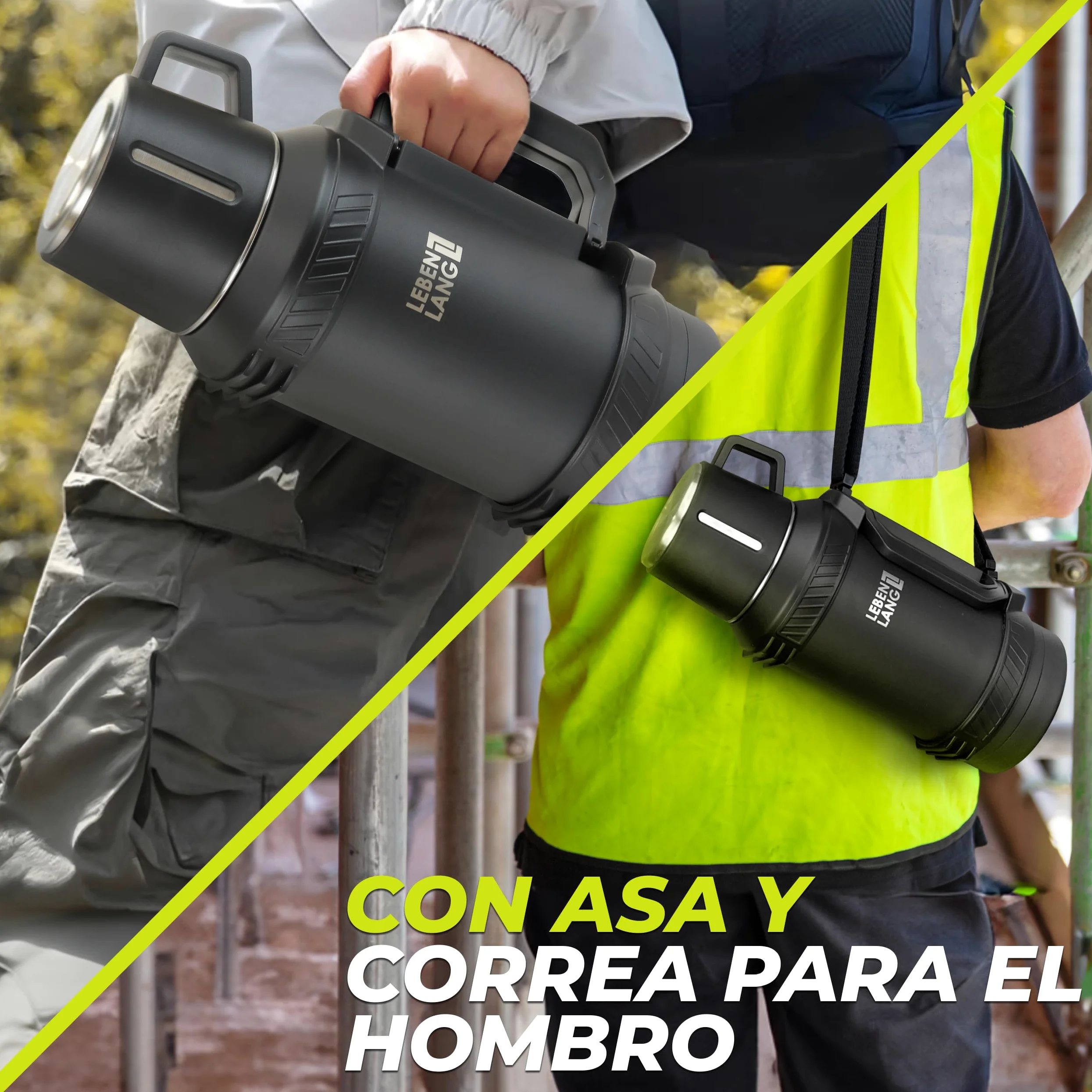 LEBENLANG Termo café de 1,5 litros - 24 horas de calor & Incl. vaso | Termos mate liquidos Botella termica fria 1 5 L montaña para cafe Thermos bottle agua calientes I filtro para té & bandolera