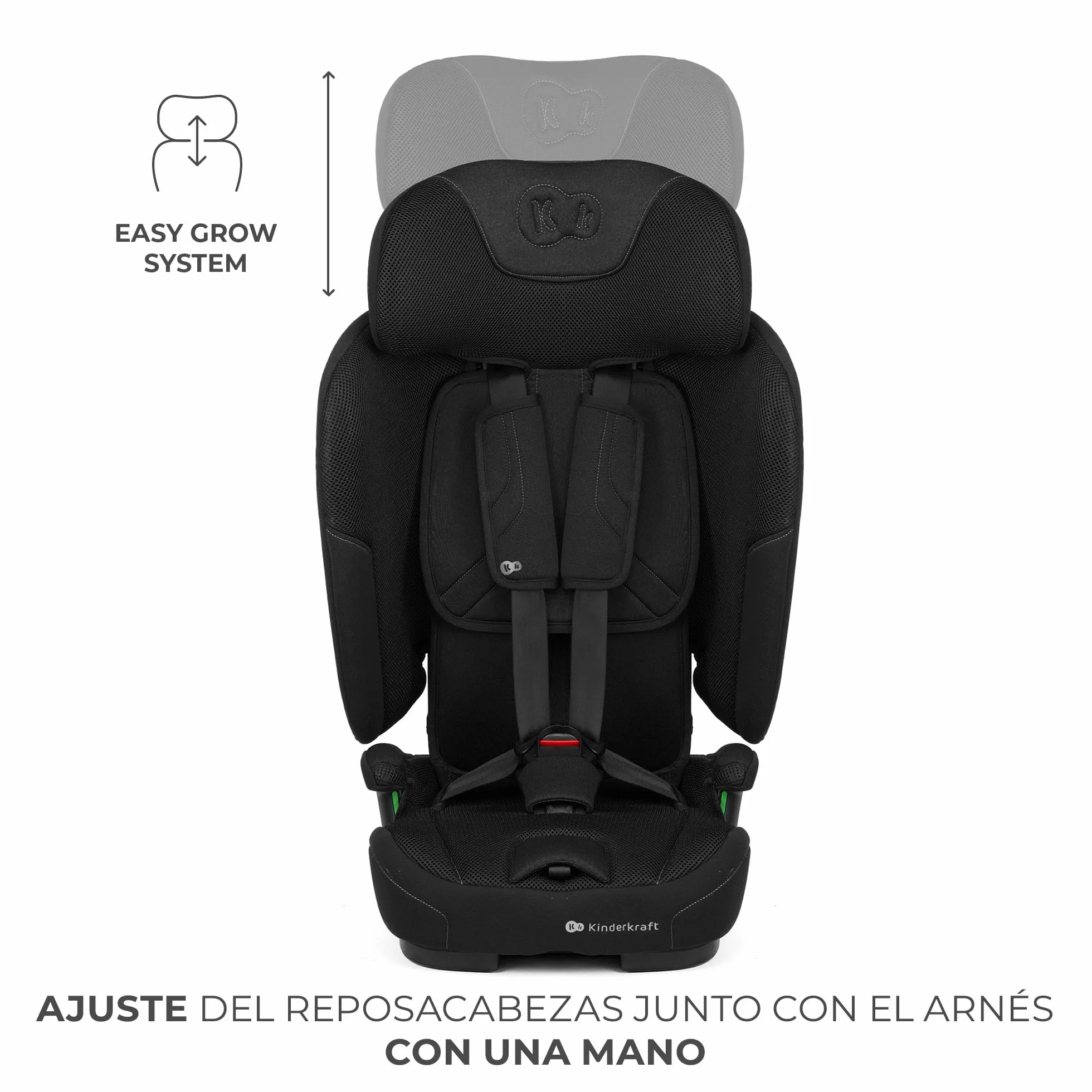 Kinderkraft FIX2GO Silla infantil i-size, 76-150 cm, base Isofix, Top Tether, sensores electrónicos, hasta aprox. 12 años, sistemas de seguridad, tapizados premium, reclinables, Negro