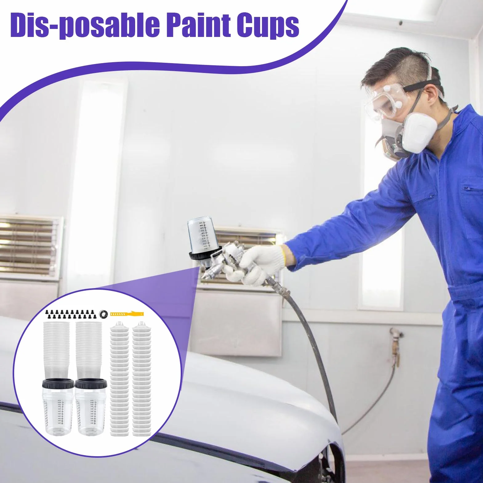 Vasos Mezcladores De Pintura Medidores de Pintura de 6 Onzas 165 ml | Recipiente Transparente Multifuncional Para Artes Manualidades Reparación De Coches Renovación Modificación