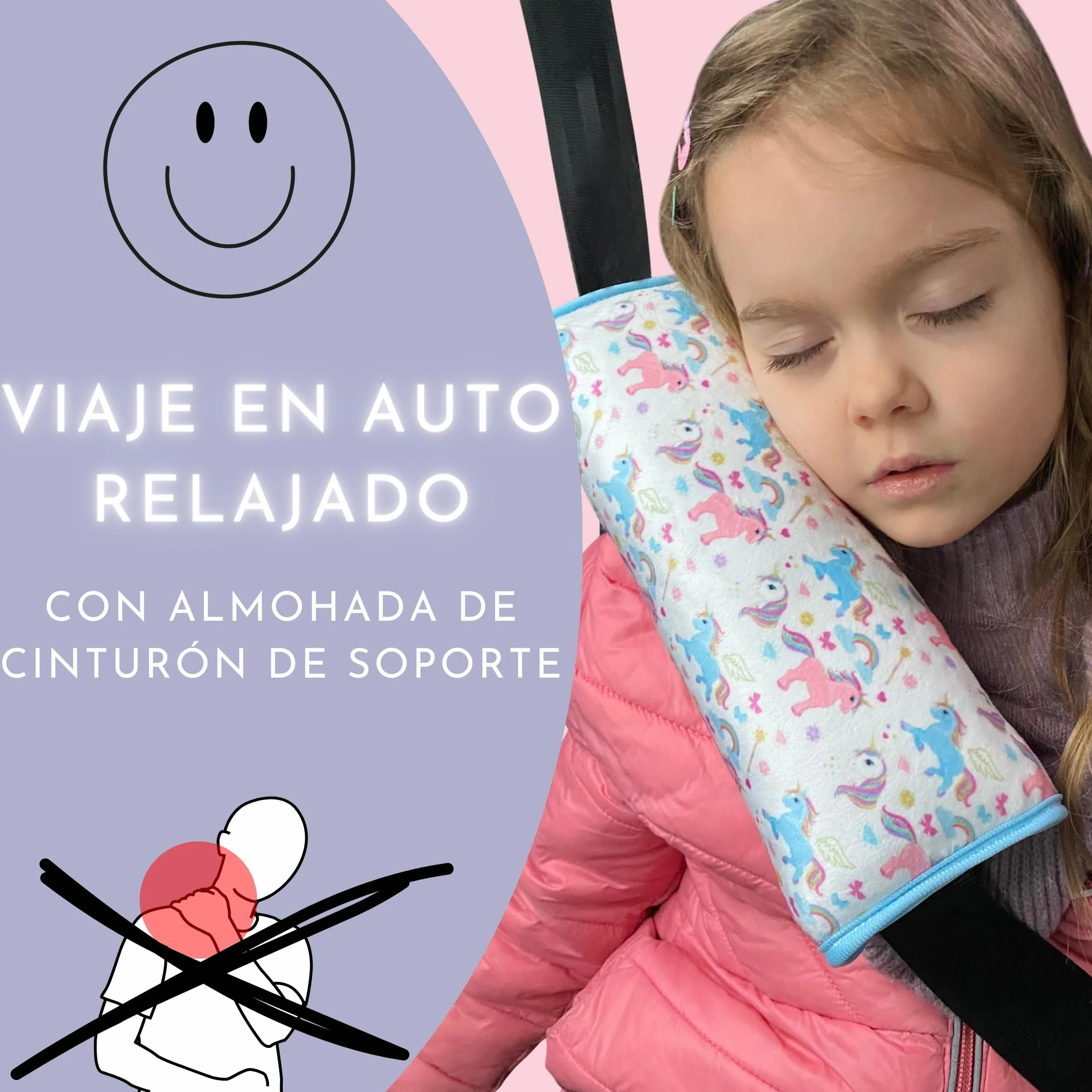HECKBO Almohadilla para Coche Unicornio Lavable Suave Peluche 30x12 cm
