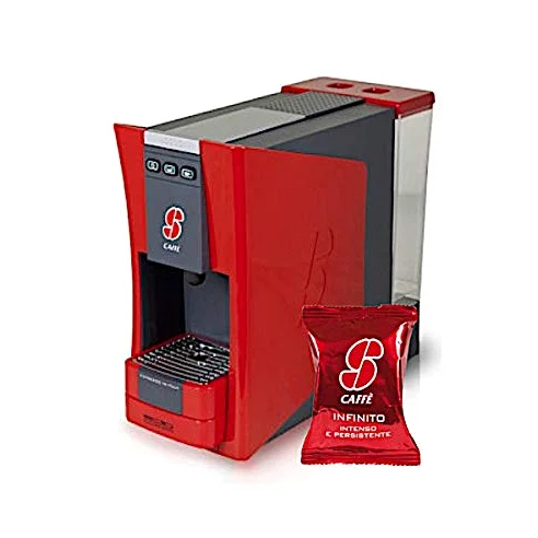 Generico Máquina de café S.12 ESSSE CAFÉ ROJA + 100 CÁPSULAS GUSTO INFINITO