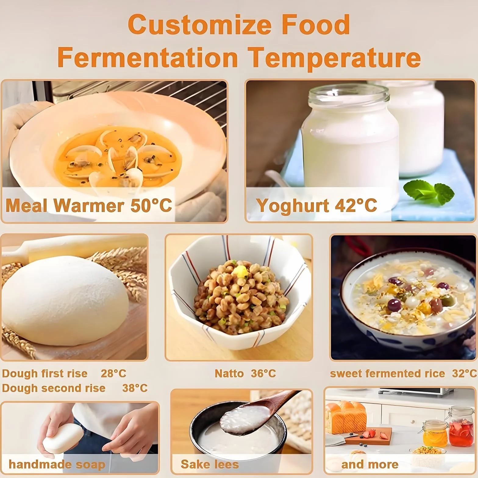 Fermentadora eléctrica de Masa de 40 L, para Cocina, Yogur, Pan y fermentación (20-50 °C) con Control de Humedad y Temperatura, de Alta eficiencia para Uso doméstico