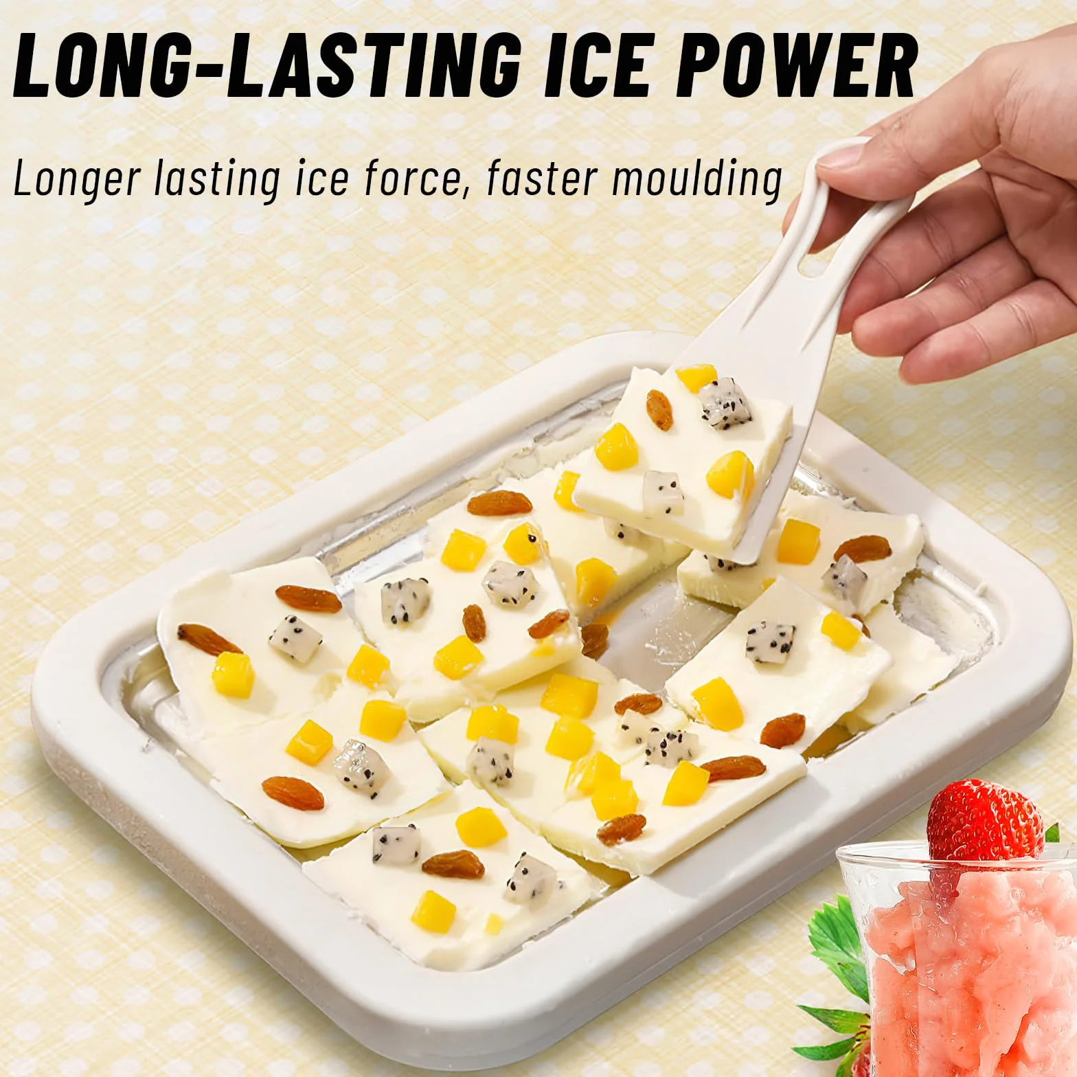 Fabricante de Helados, ZoneYan Heladera Instantánea con 2 Espátulas, Máquina para Hacer Helados en Rollo, Placa de Hielo para Helados, Plancha para Hacer Helado para Sorbete, Gelato, Yogur Helado