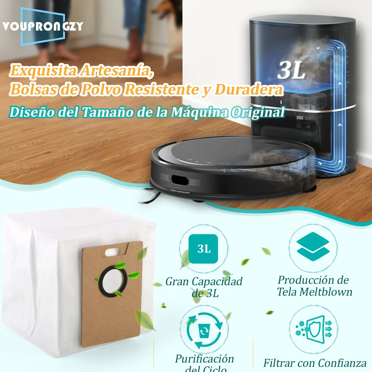 8 Bolsas de Polvo 4 Mopas de Fregado para Tapo RV30 Max Plus/ RV20 Max Plus Bolsas de Aspiradora Pano de Esfregona Accesorios