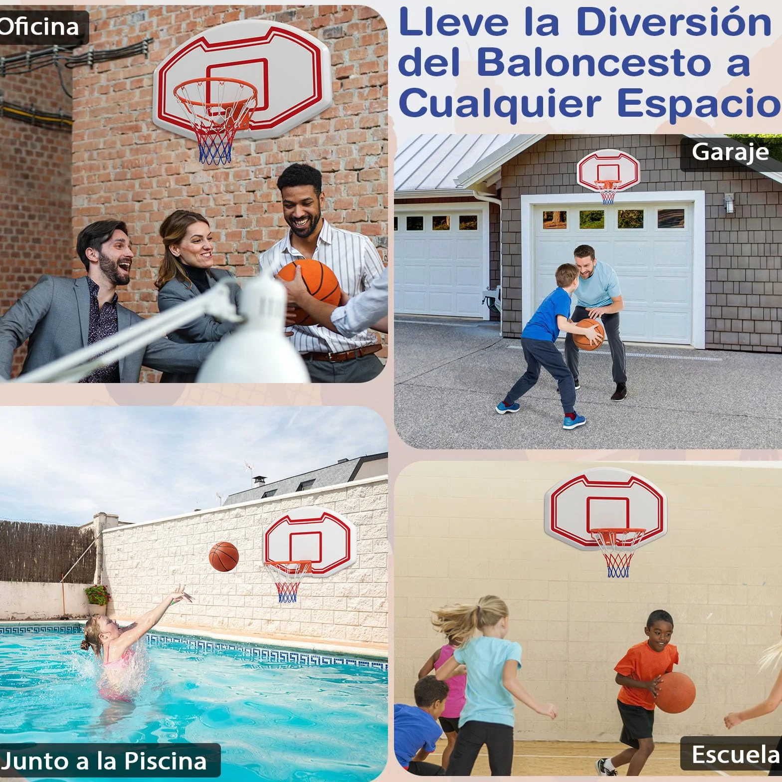 GOPLUS Canasta de Baloncesto de Montaje en Pared, Tablero de PE 91x61 cm, Aro Estándar de 45 cm