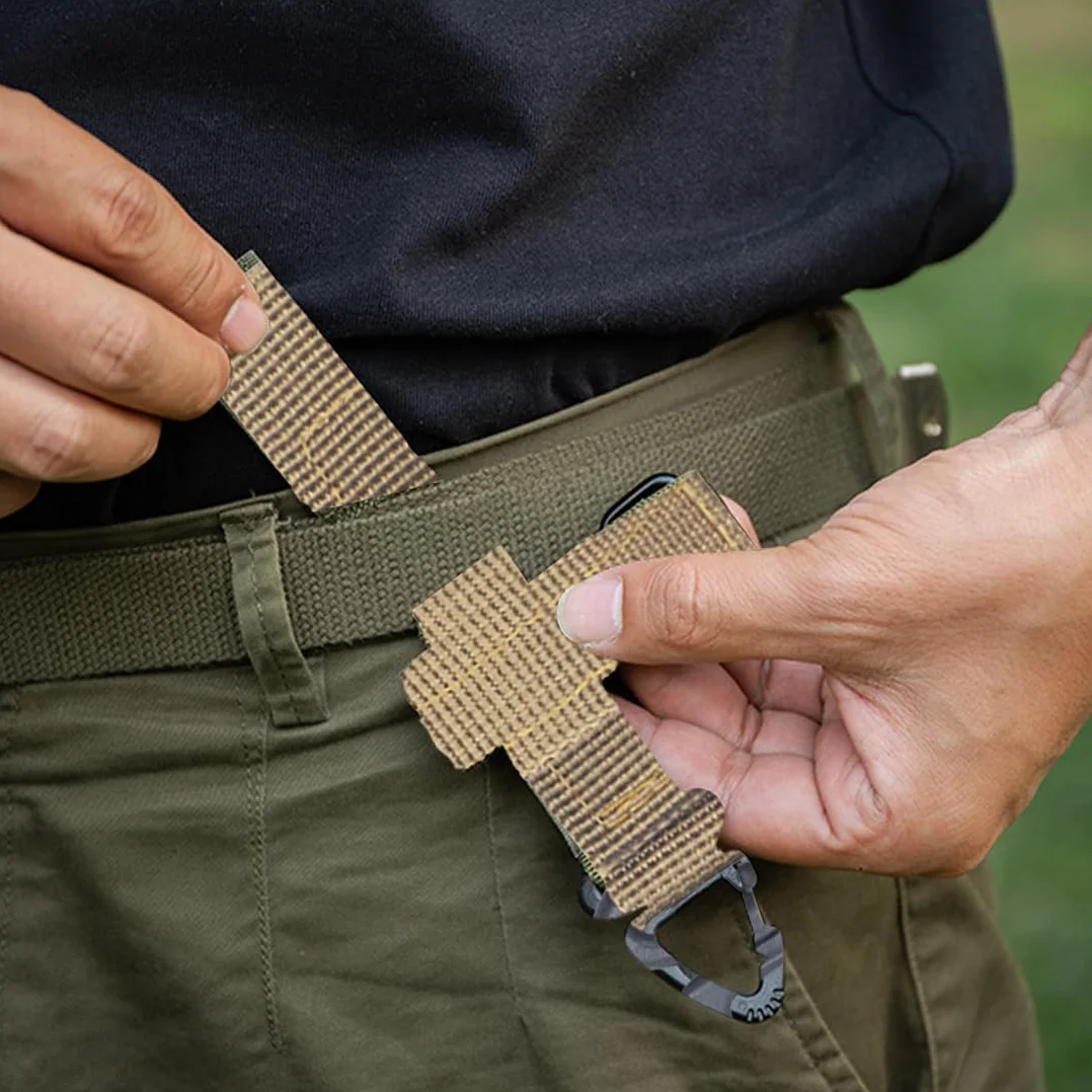 Porta Guantes Cinturon Policial 2 PCS Guantes Tácticos Multiusos al Aire Libre Caqui