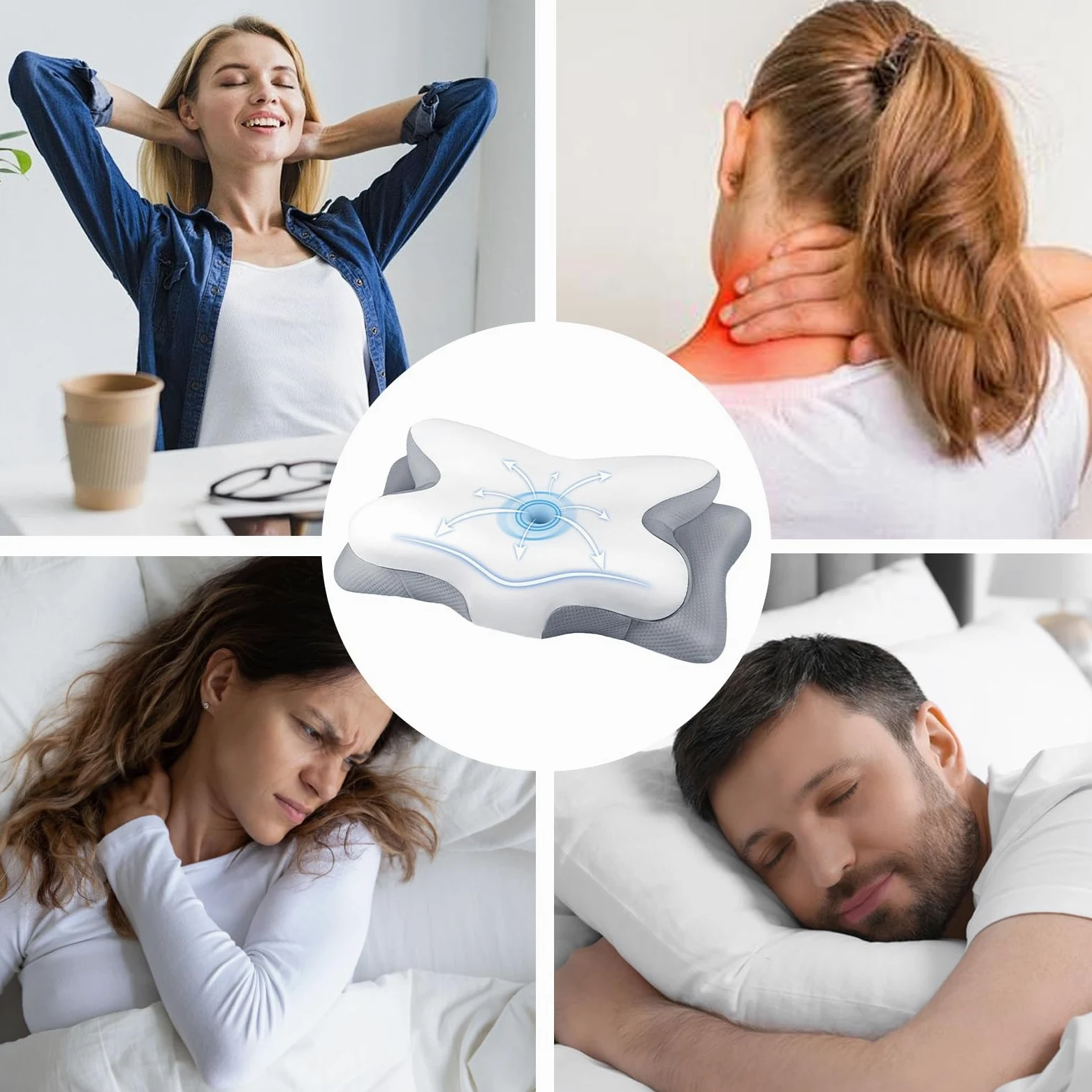 Almohadas viscoelásticas para dormir Cojín cervical de rebote lento de cama | Almohada Viscoelástica Para Cama Para Mujeres, Hombres, Adolescentes, Adultos, Hotel, Viaje, Sofá
