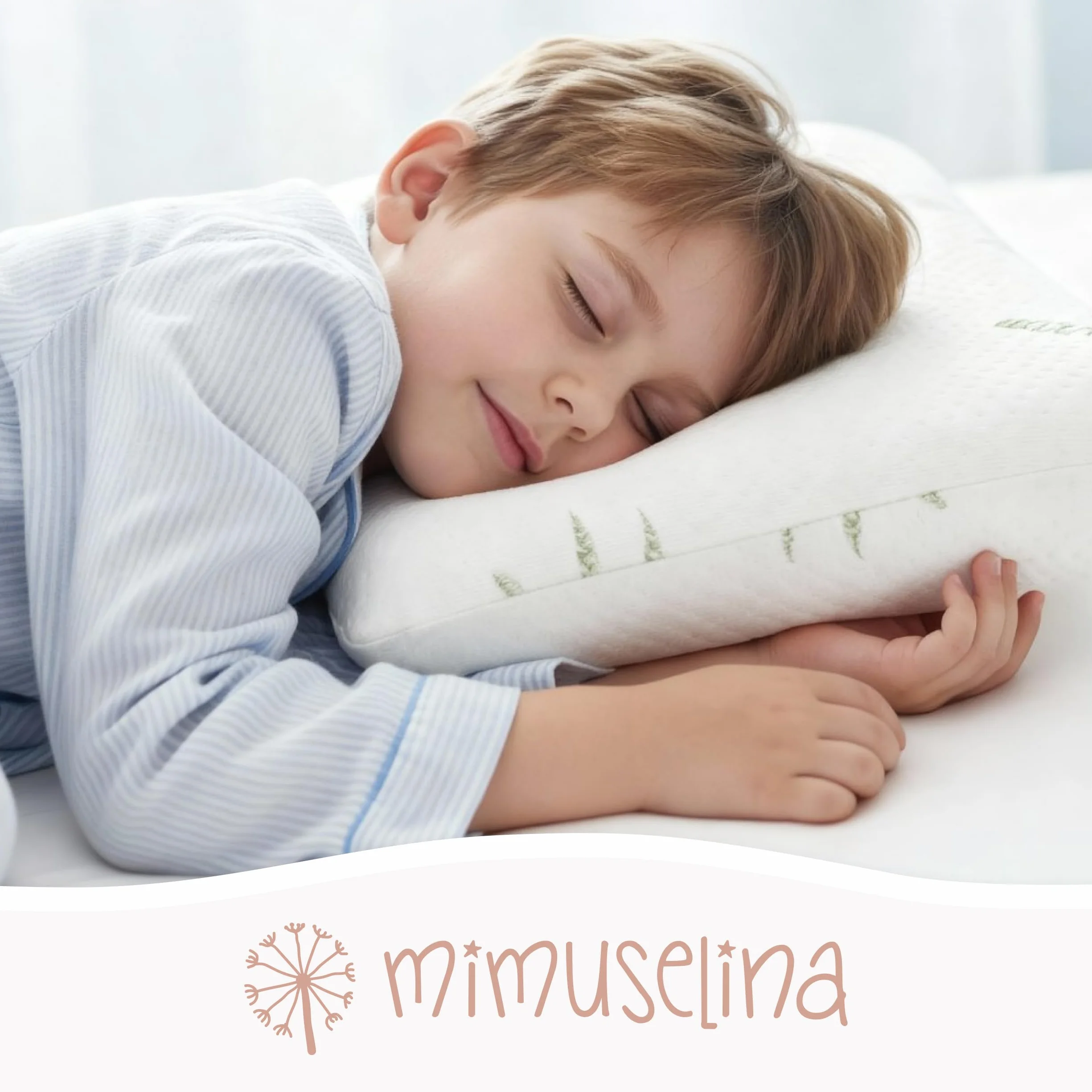 MIMUSELINA Almohada Bebe Viscoelástica Memory Foam 50x30x5,5 Transpirable Antisofocos Funda Aloe Vera Hipoalergénica