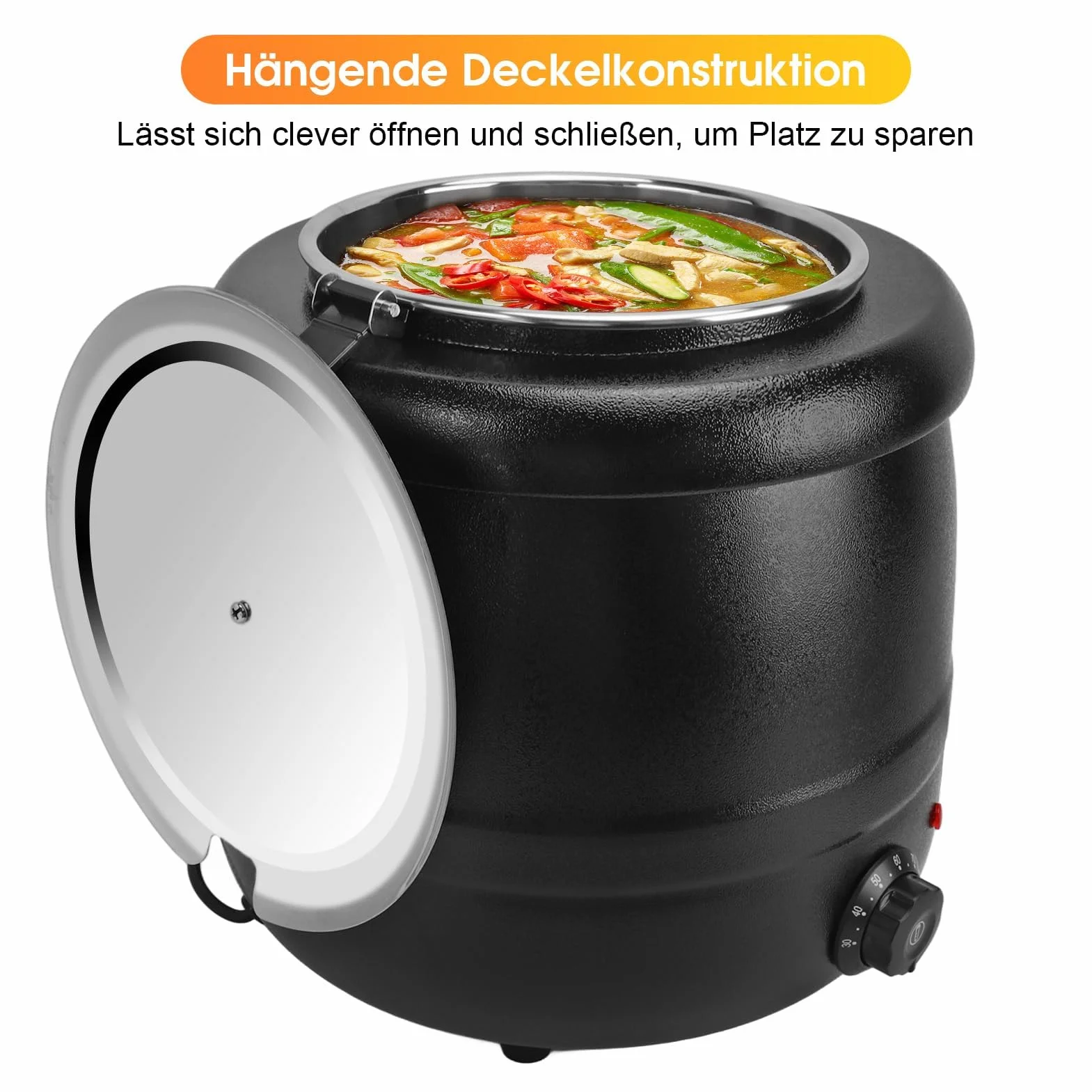 Olla Eléctrica Comercial de Acero Inoxidable, 10 Litros, Calentador para Sopa, Queso y Vino Caliente con Recipiente Extraíble, Control de Temperatura 30-85°C