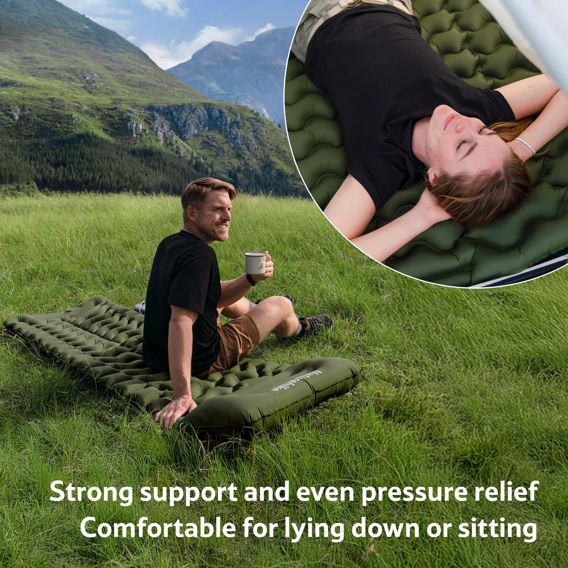 Naturehike Colchoneta inflable ultraligera para camping con almohada y bomba integrada