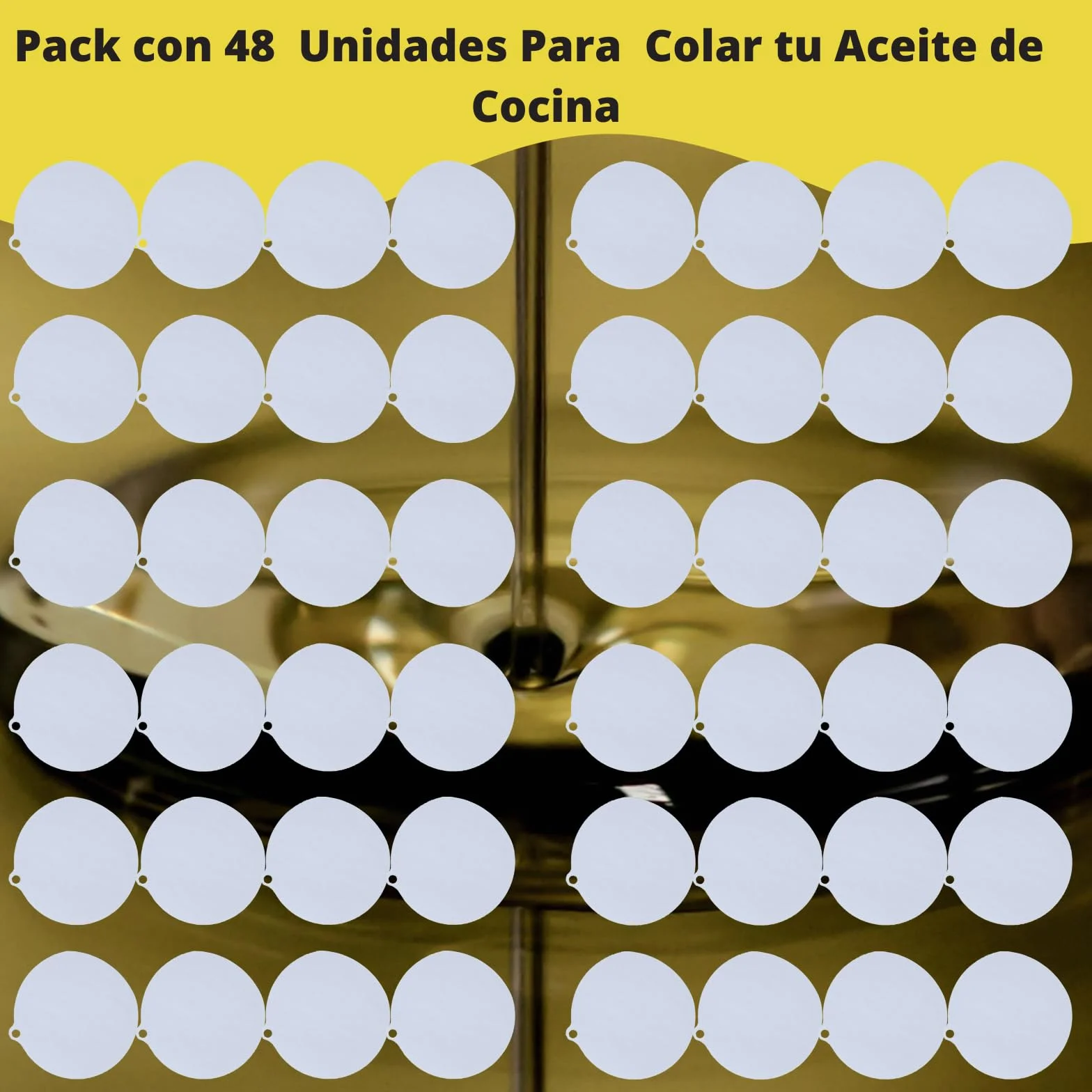 Filtros de Papel Aceite Cocina. PACK con 48 Coladores Aceite Usado de 8.5cm, Ideal para Aceiteras y Graseras, Filtro Escurridor Aceite Usado