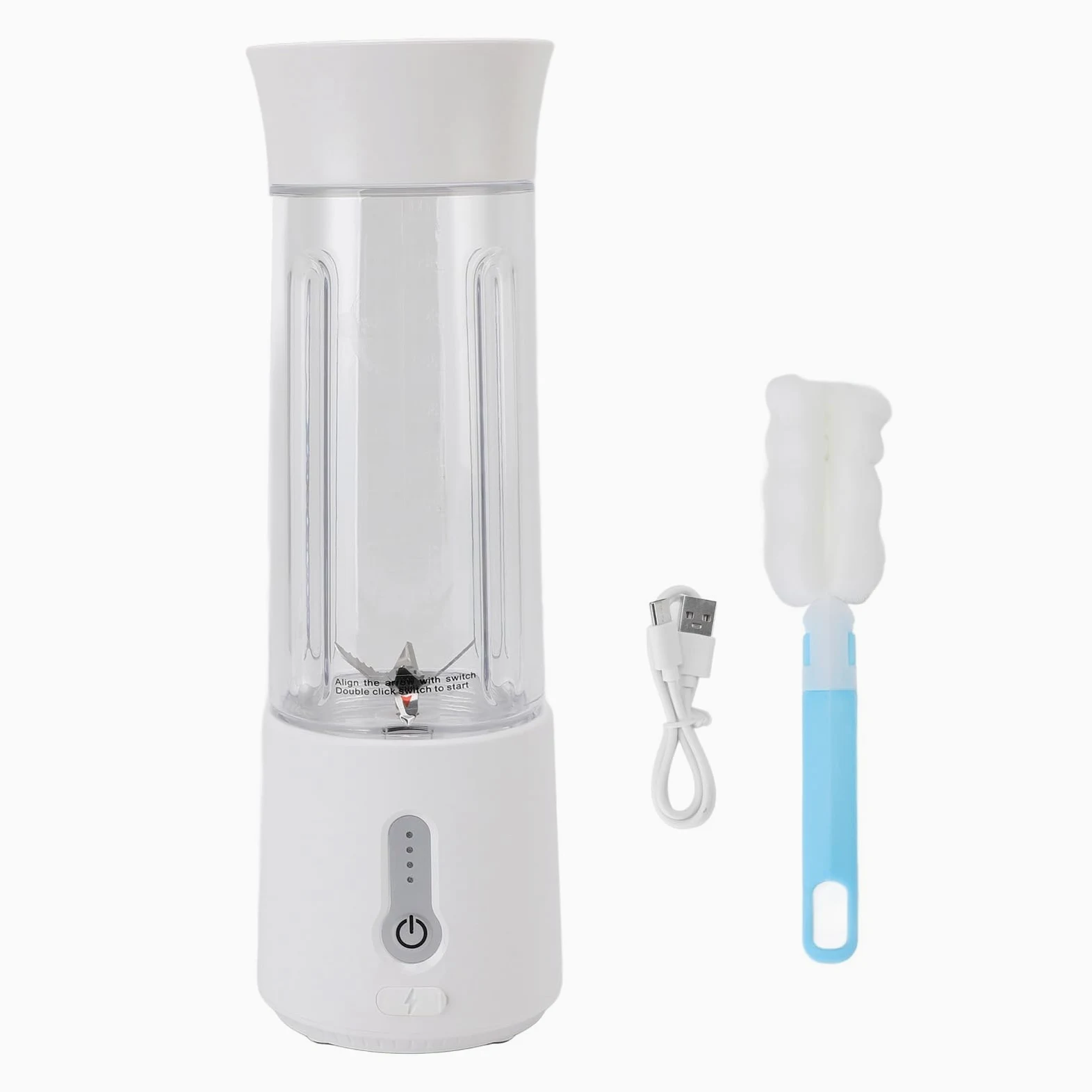 Licuadora Portátil, Recargable USB 500ml 6 Cuchillas 22000 RPM, para Batidora Batidora Batido De Proteínas con Luz Indicadora De Batería para Viajes Gimnasio Camping
