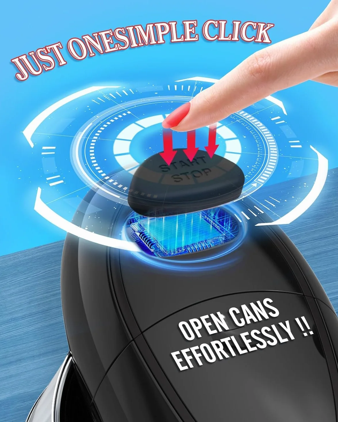 Abrelatas Profesional, Abre Latas Redondas y Cuadradas de Todos los Tamaños, Abrelatas Eléctrico sin Bordes Afilados, Abrelatas Profesional Apto para Personas Mayores, Artríticos y Cocineros