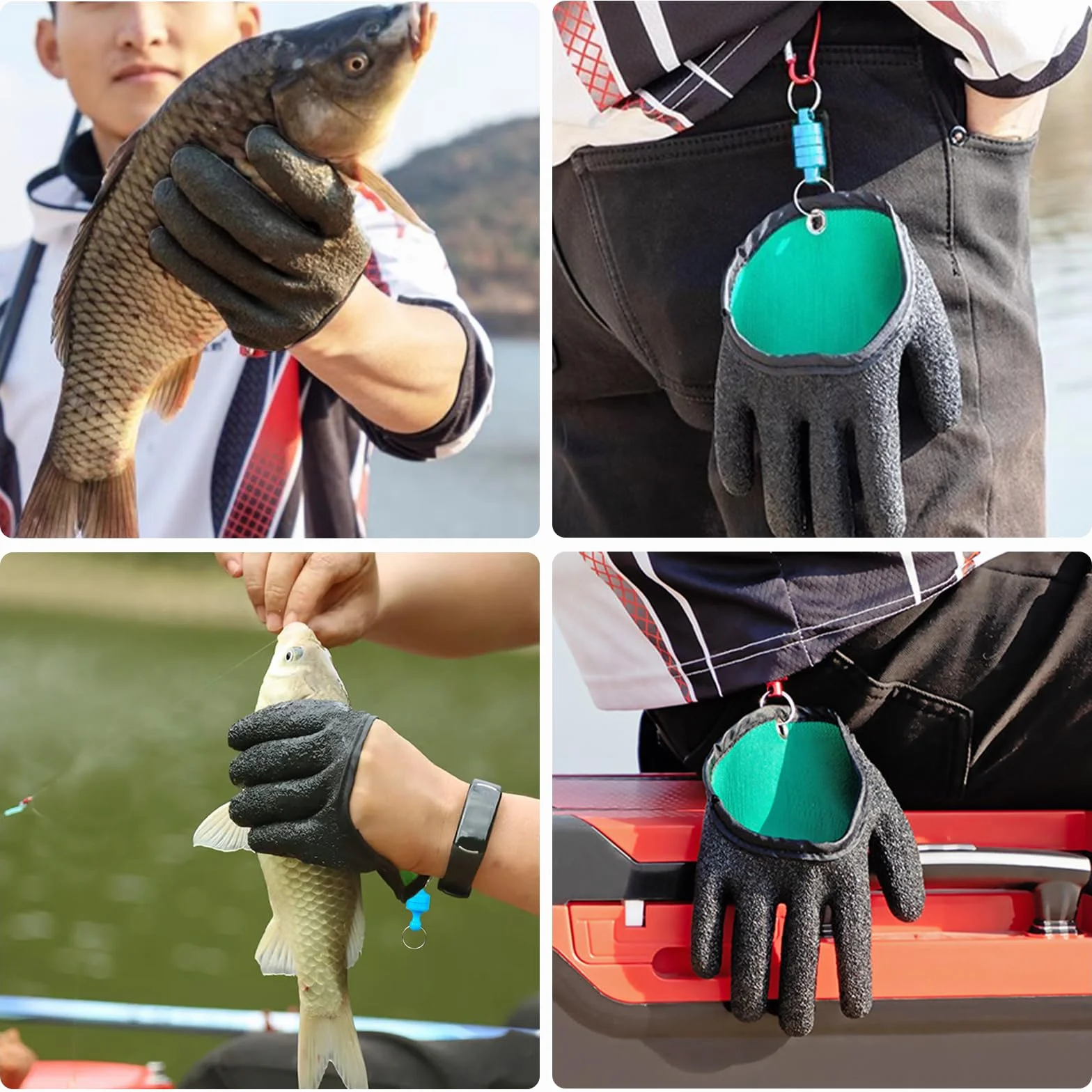 Guantes de Pesca Impermeables Anticortes con Cierre Magnético 2 Piezas