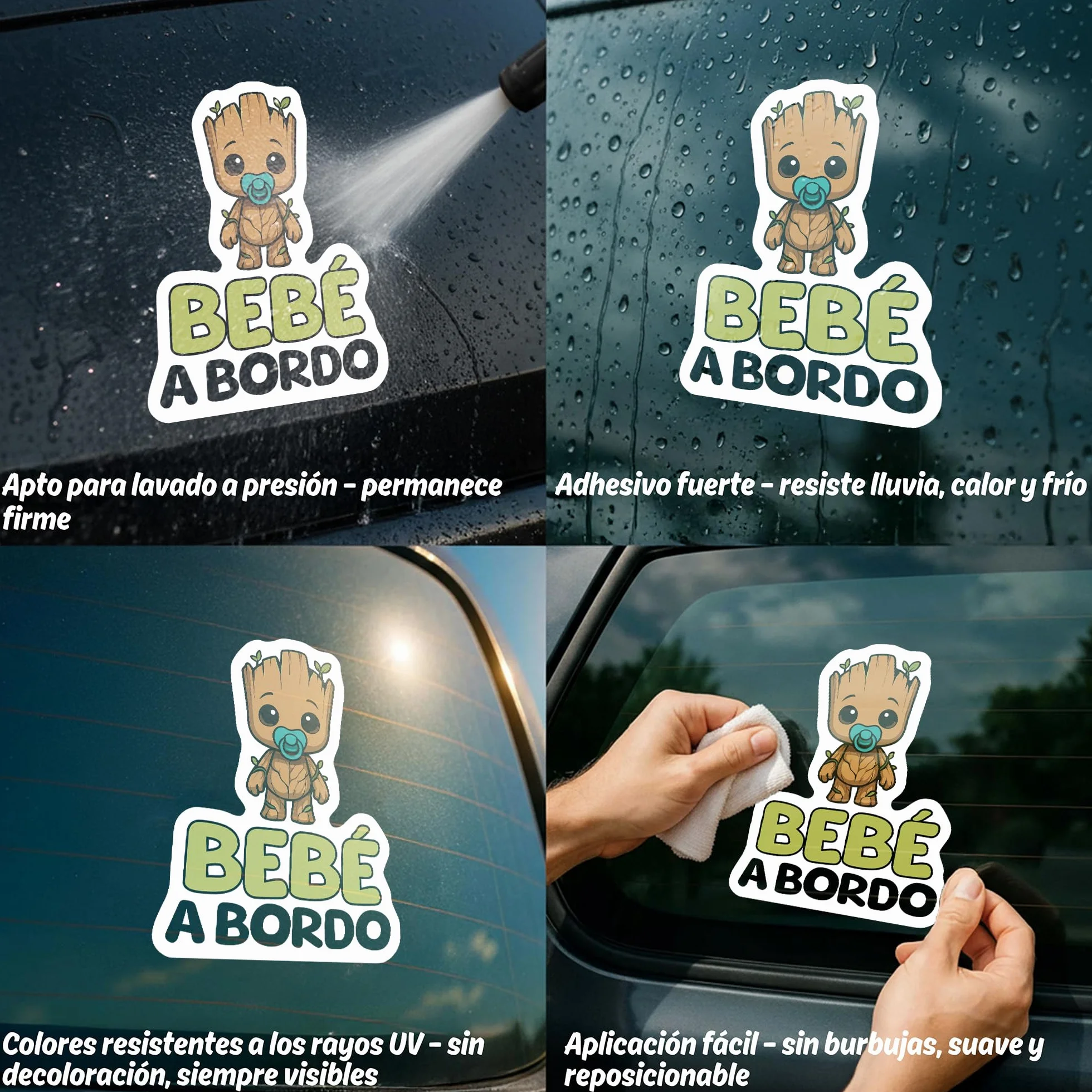 Pegatina Bebe a Bordo Coche, Pegatinas Coche, Bebé Superhéroe, Pegatinas de Bebe a Bordo, Pegatina Resistente a UV e Impermeable