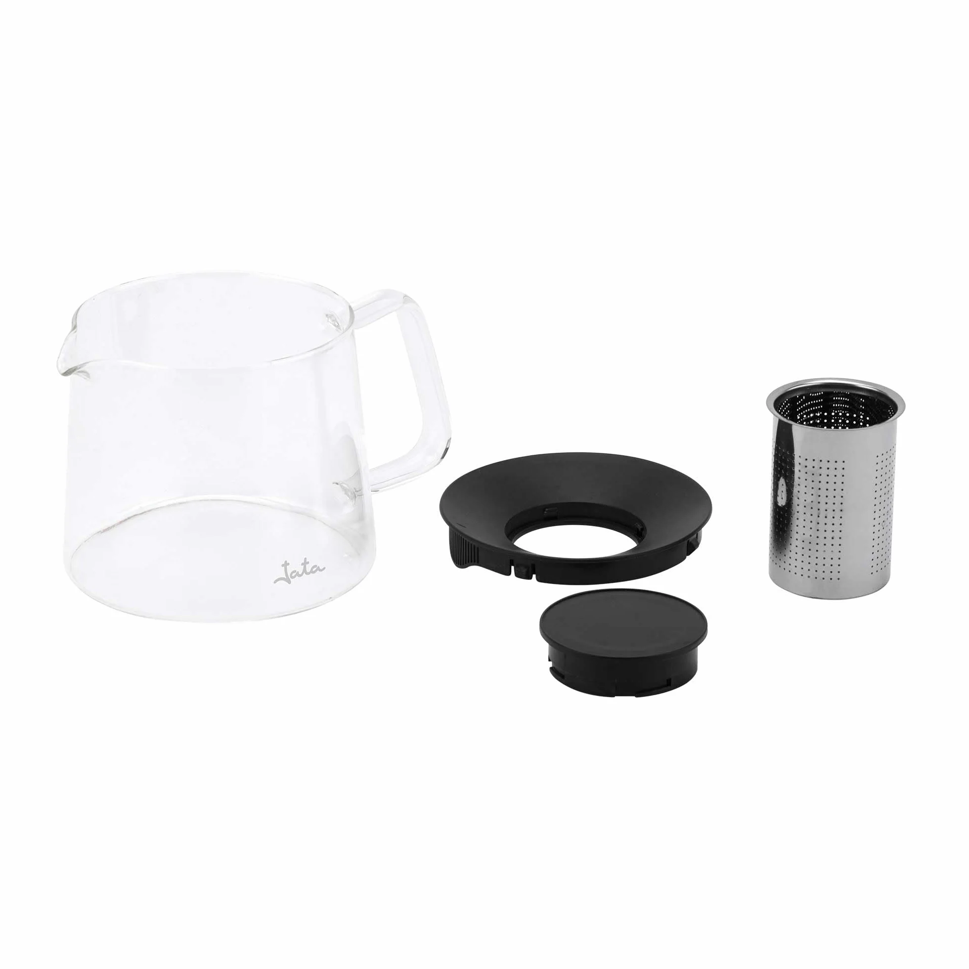 JATA HOGAR HCAF5509 - Tetera de Cristal Borosilicato 1L con Infusor de Acero Inoxidable, Tetera para Té e Infusiones, Resistente al Calor, Libre BPA, Filtro Desmontable