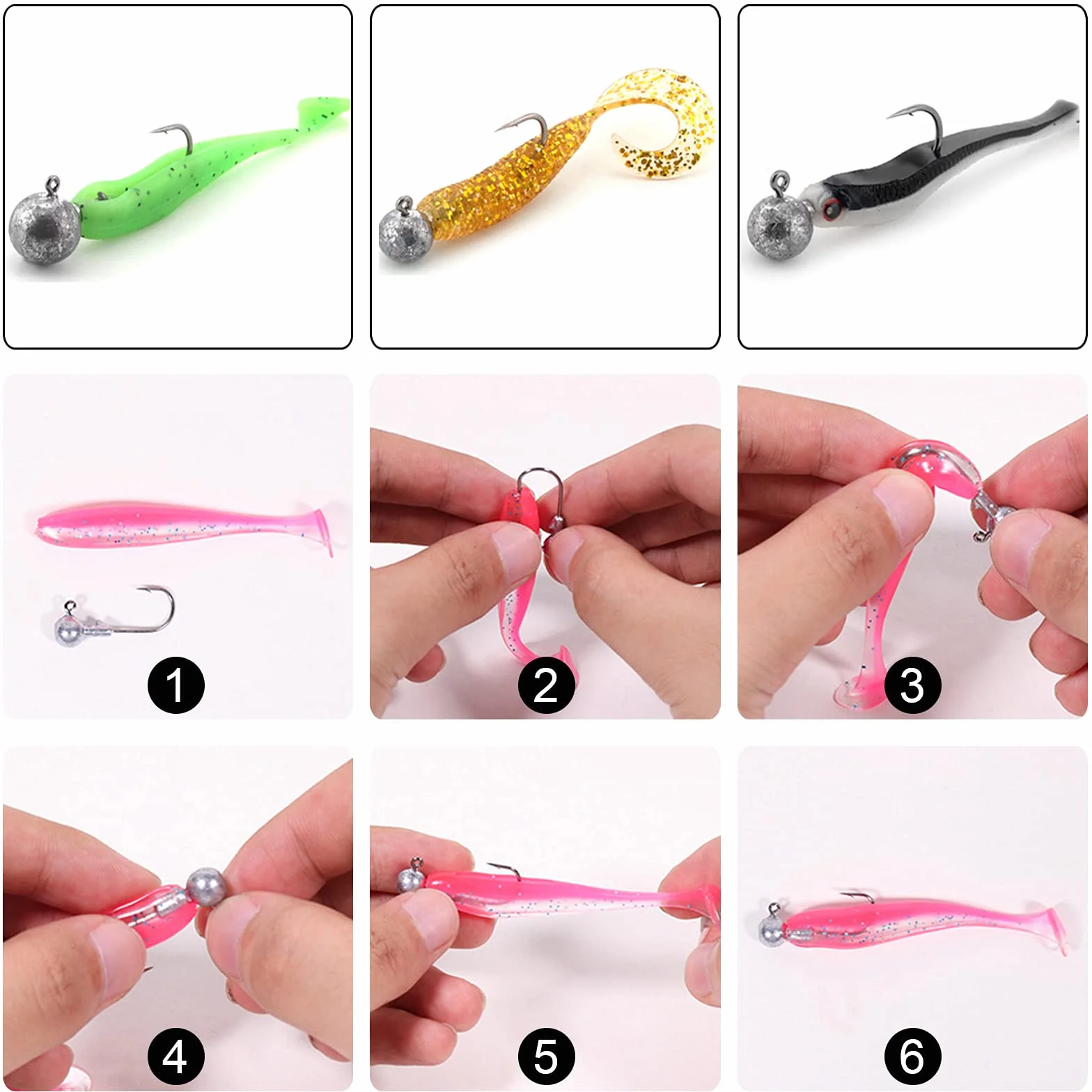 Anzuelos de Pesca Mar Cabeza Plomada 49pcs Jig Heads con Caja de Aparejos Plástico