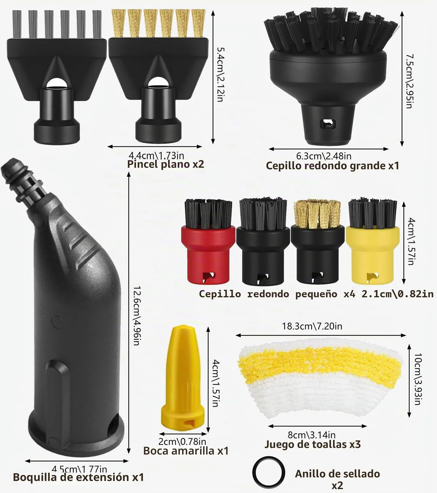 14 piezas para limpiador de vapor Karcher SC1 SC3 SC5 SC4 SC2 accesorios, para accesorios Karcher SC1 SC3 SC5 SC4 SC2 juego de piezas de repuesto, incluye boquilla alargada, boquilla curvada