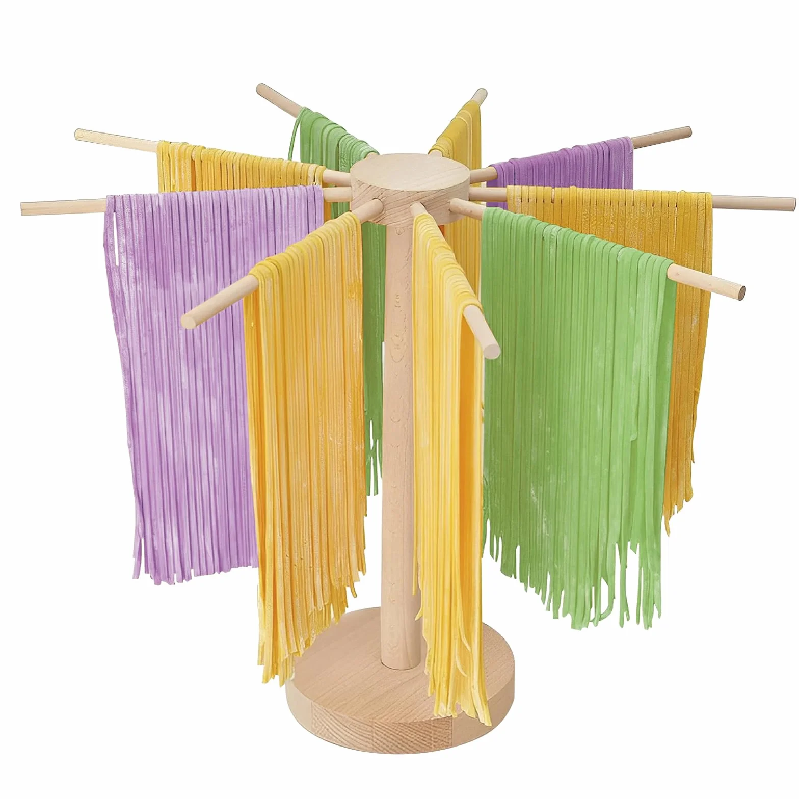 WMLBK Secador de pasta de madera, plegable, con 9 brazos desmontables, para secar pasta de 4,5 kg