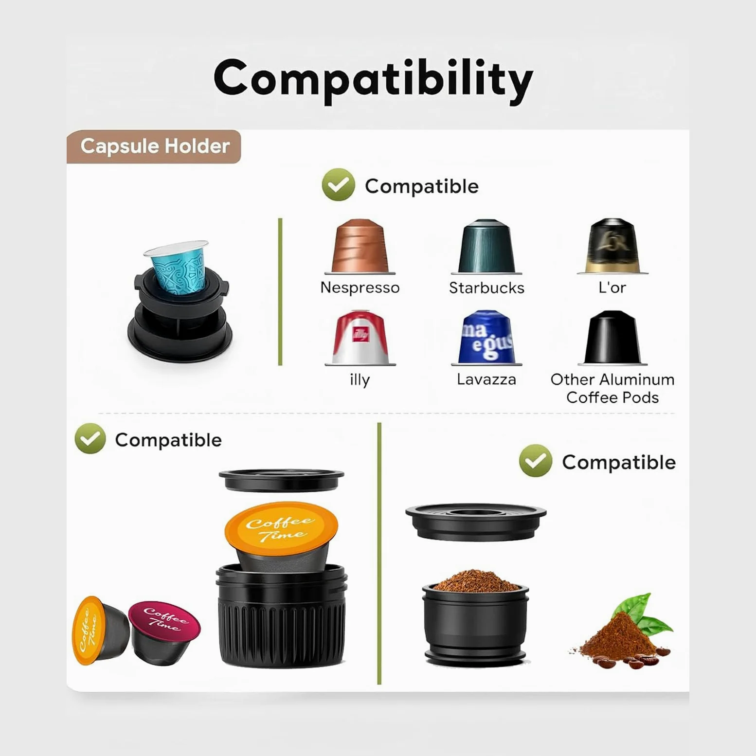 Cafetera espresso portátil 3 en 1 sin función de calefacción, cafetera eléctrica de carga tipo C, mini cafetera de 17 bares para N ESPRESSO/DolceGustoPods y café molido sobre la marcha