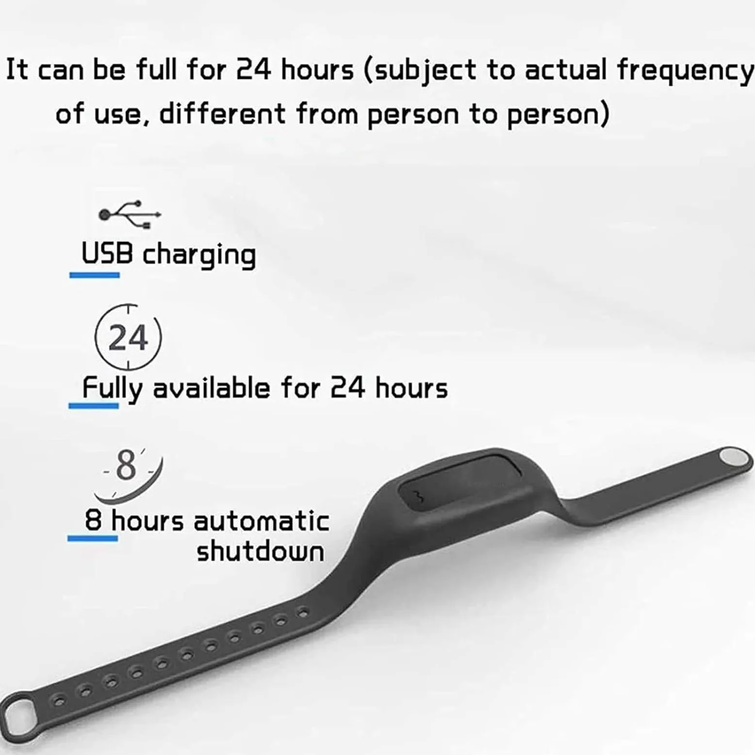 Genérico Pulsera antironquidos, Pulsera Inteligente Ajustable de 3 velocidades, solución eficaz contra los ronquidos for Dormir Durante la Noche – Recargable por USB, Regalo portátil(Black)
