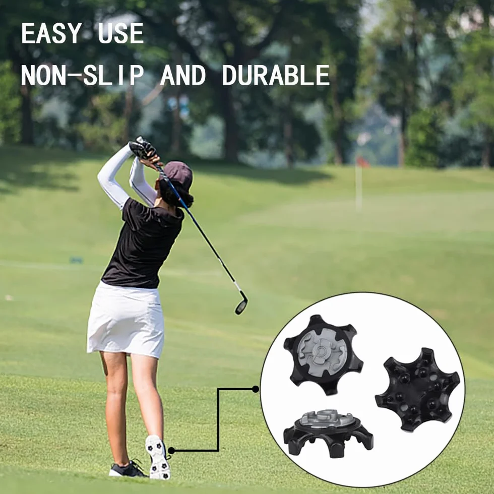 16 pinchos de golf, tacos a granel con picos de dientes, juego fácil de instalar para zapatos (negro)