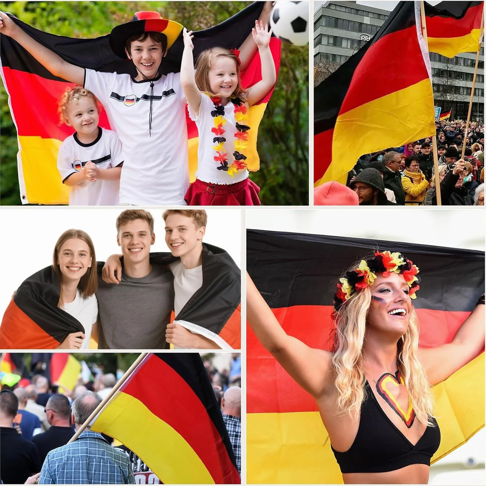 Bandera Alemania 150x90 cm Juego 2 Unidades Exteriores Interiores