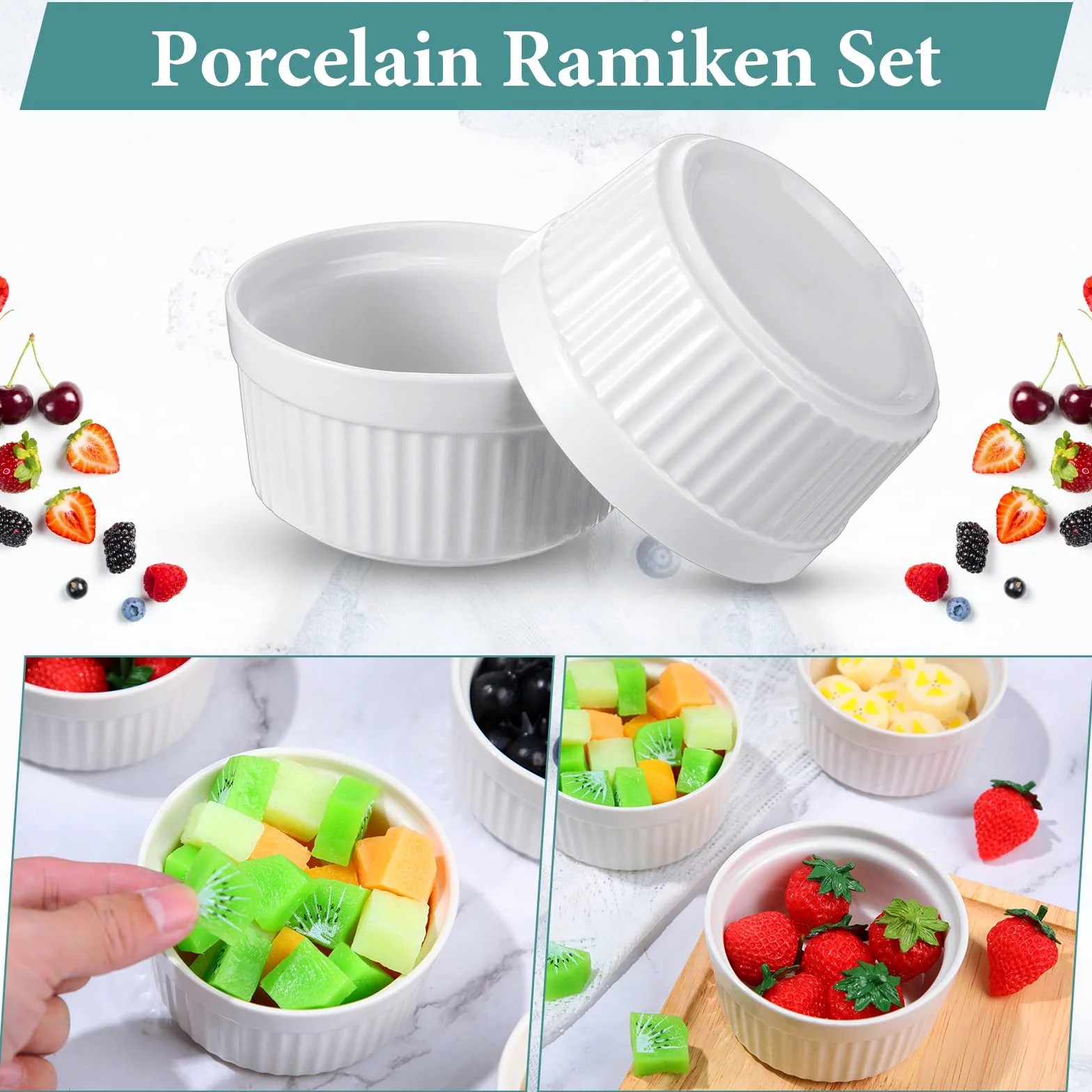 Juego de 24 ramequines de porcelana aptos para horno, ramequines clásicos para hornear, crema brulee, souffle, aperitivos, natillas, pudín, cuenco de inmersión, blanco (4 onzas)