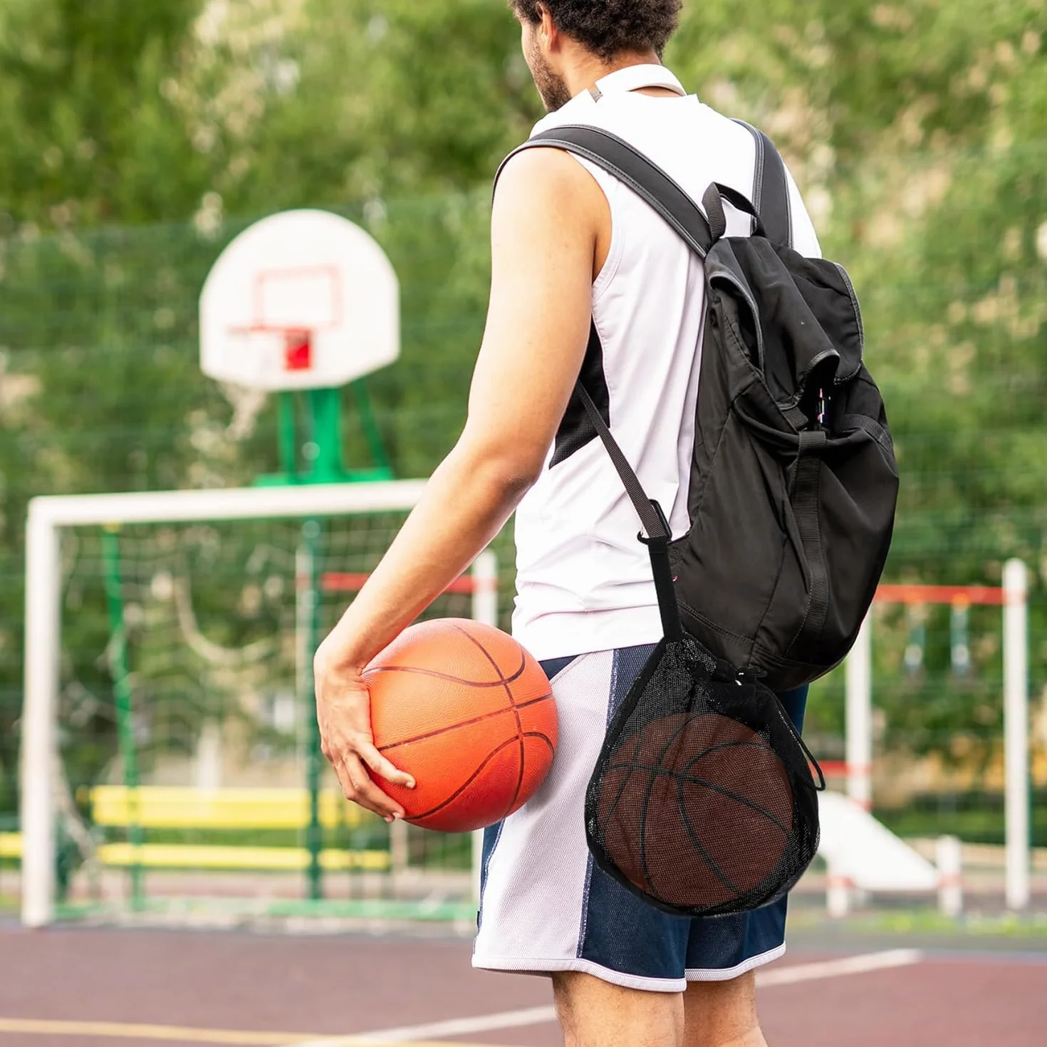 Bolsa de Baloncesto con Cordón, Red para Pelotas, Mochila Portátil de Balones