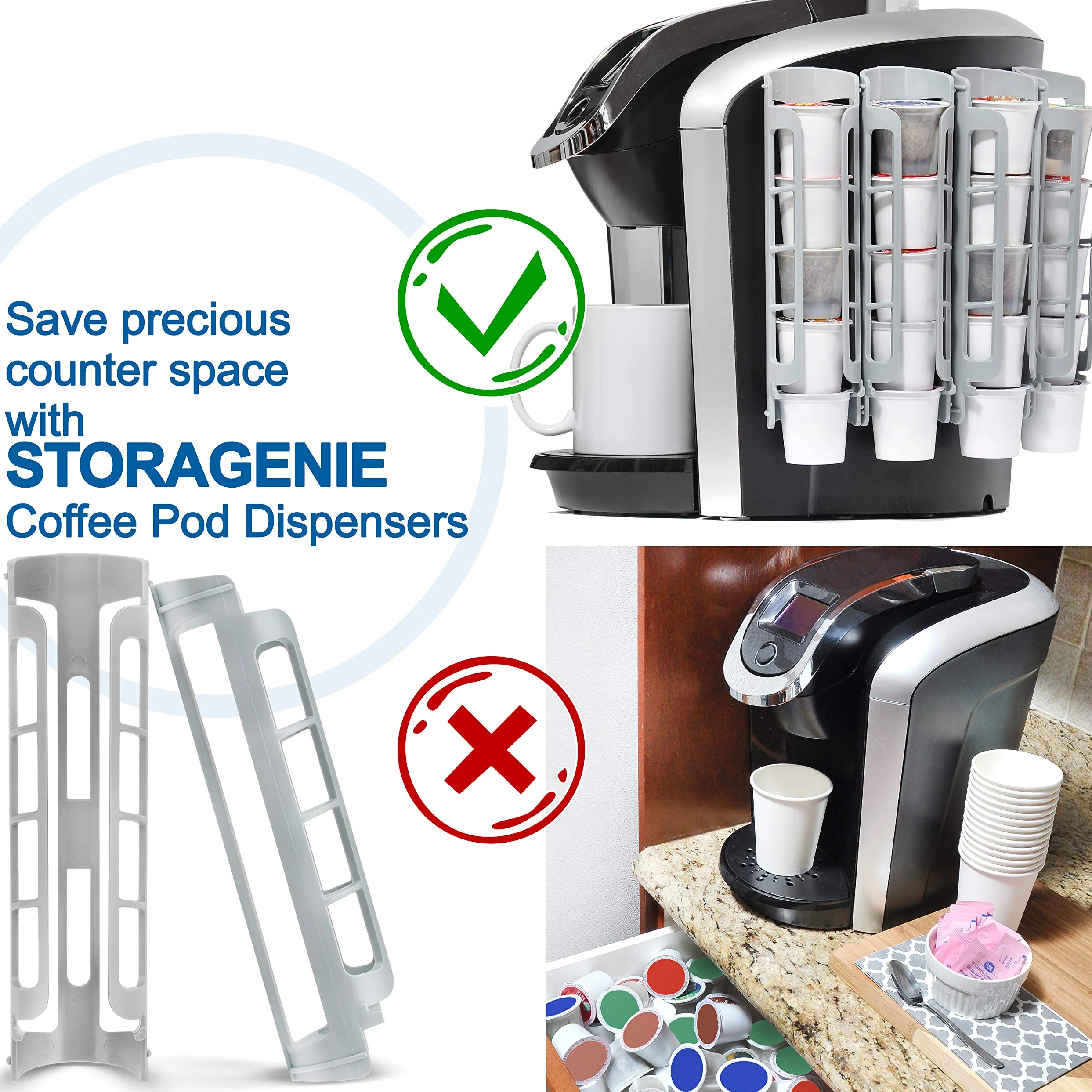 STORAGENIE Dispensador de ranura para cápsulas de café, soporte lateral para cafeteras de una sola porción