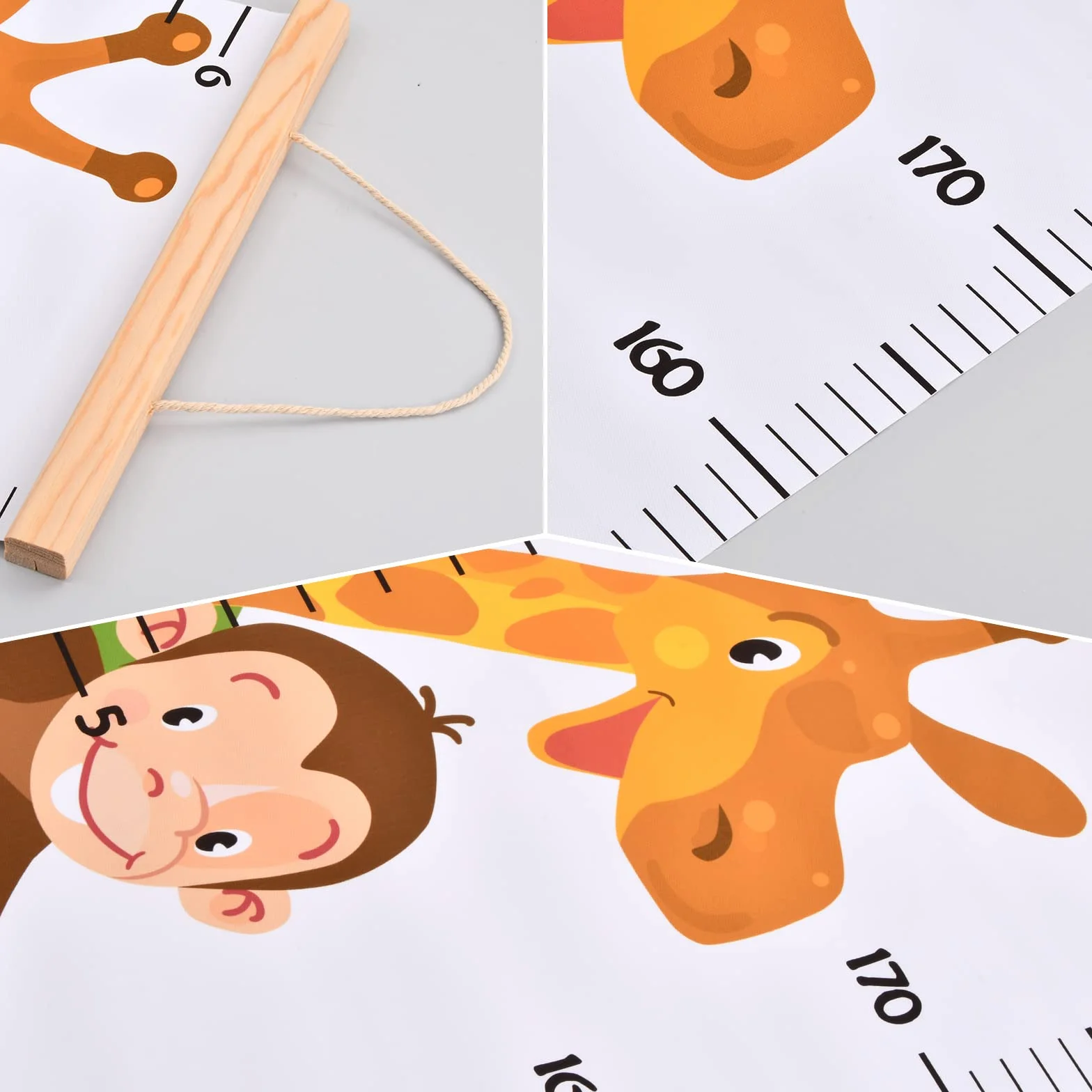 Medidor de Altura para Niños Pared Montado, Tablas Altura Animales Dibujos Animados Decoración Habitación Bebé