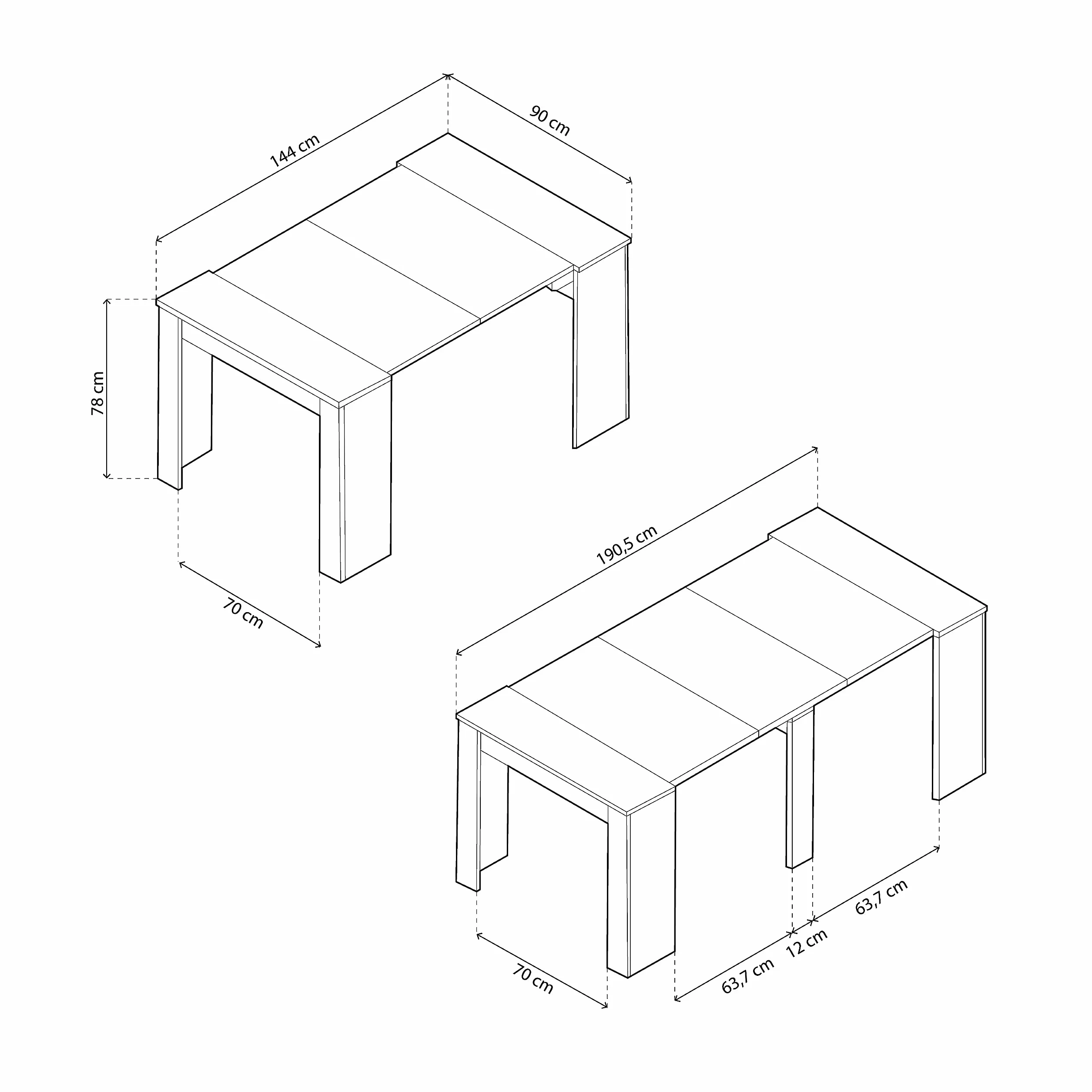 Habitdesign – Mesa Extensible para Comedor, Mesa Ampliable para Salón o Cocina - 5 Posiciones y hasta 10 Comensales - Roble Canadian - 50-235x90x78 cm - Modelo Consola