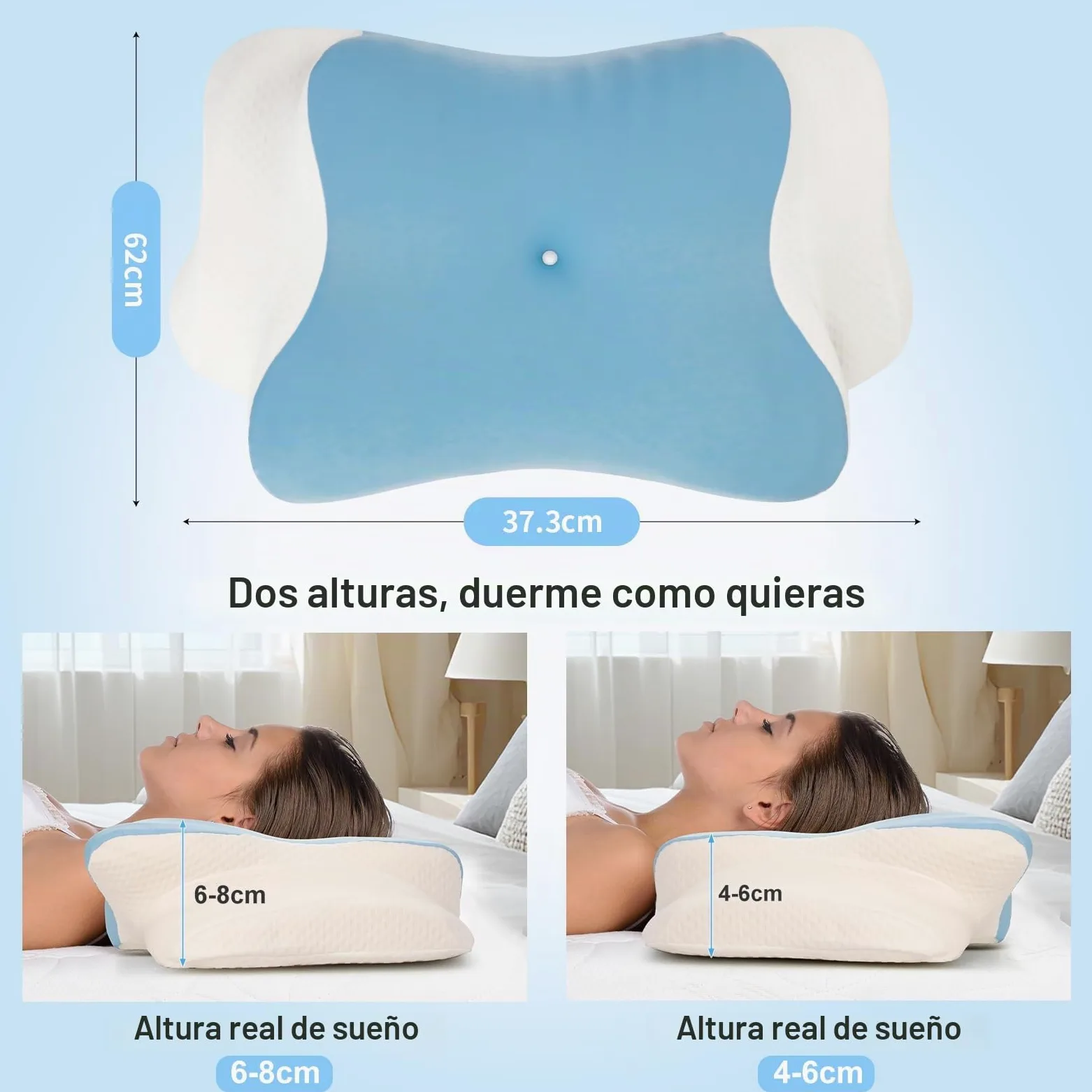 Cozary Almohada Cervicales y Cuello, Almohada Cervical de Espuma Viscoelástica, Almohadas Ergonómica para Dormir de Lado y Boca Arriba