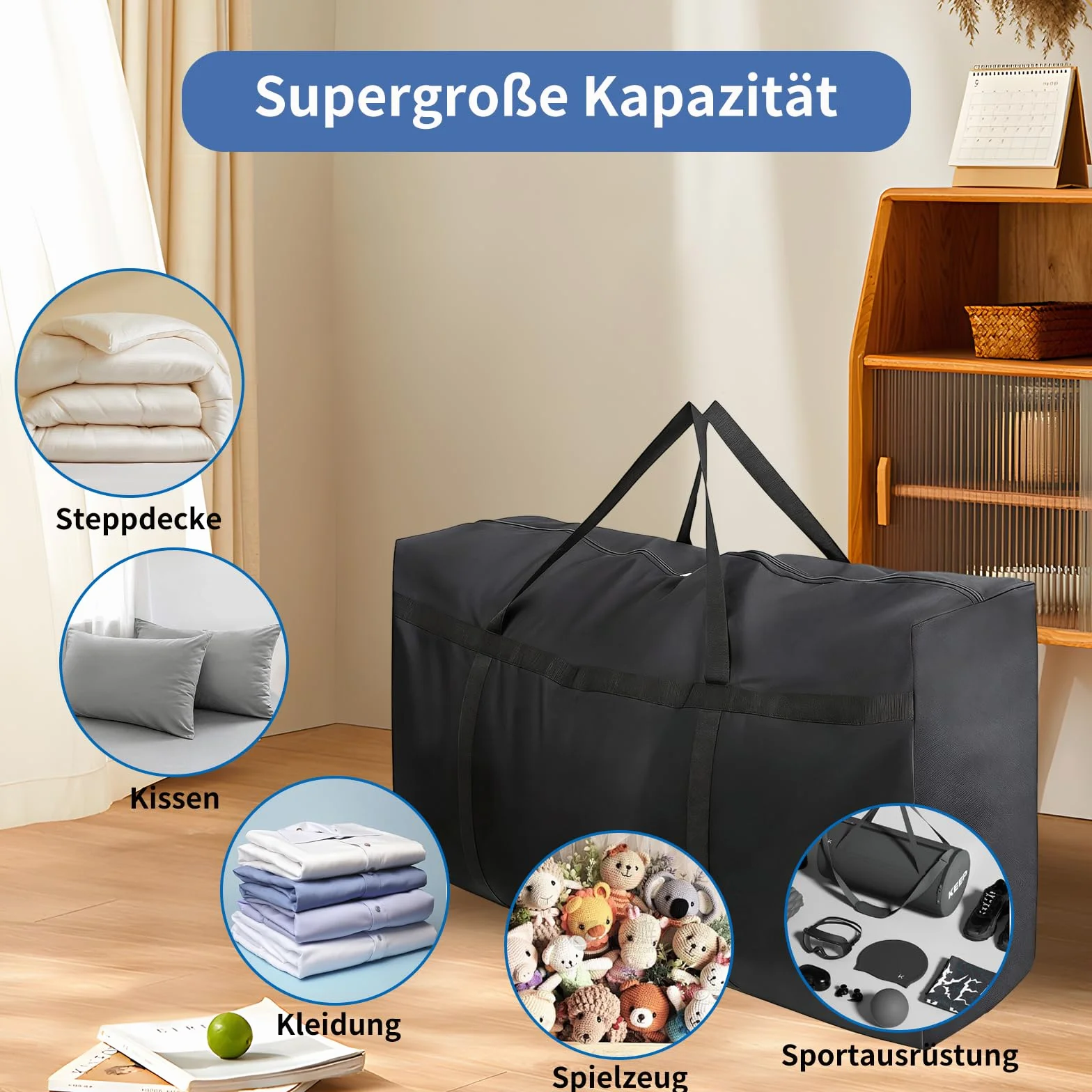 2 bolsas de almacenamiento grandes de 180 L con cremalleras, bolsas de almacenamiento gigantes impermeables, bolsas de transporte Oxford para almacenamiento de ropa, ropa de cama, edredón