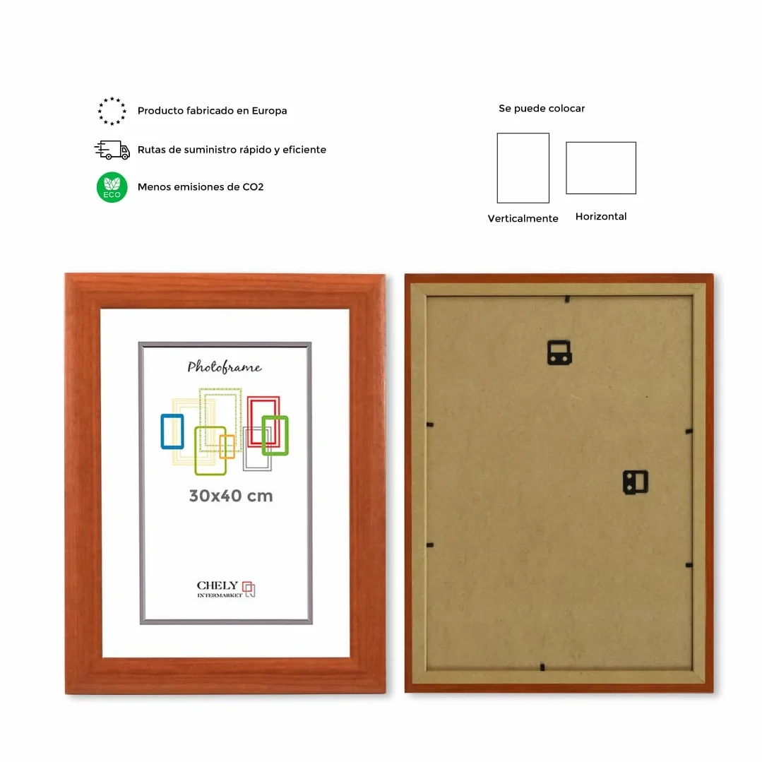 CHELY INTERMARKET MOD257 Marco Fotos Pared 30X40Cm Cerezo Pack 4 Unidades Madera Elegante Marcos Para Cuadros Marcos Fotos Grandes Marcos Pared Hogar Oficina Diploma Certificados Decoracion Interior