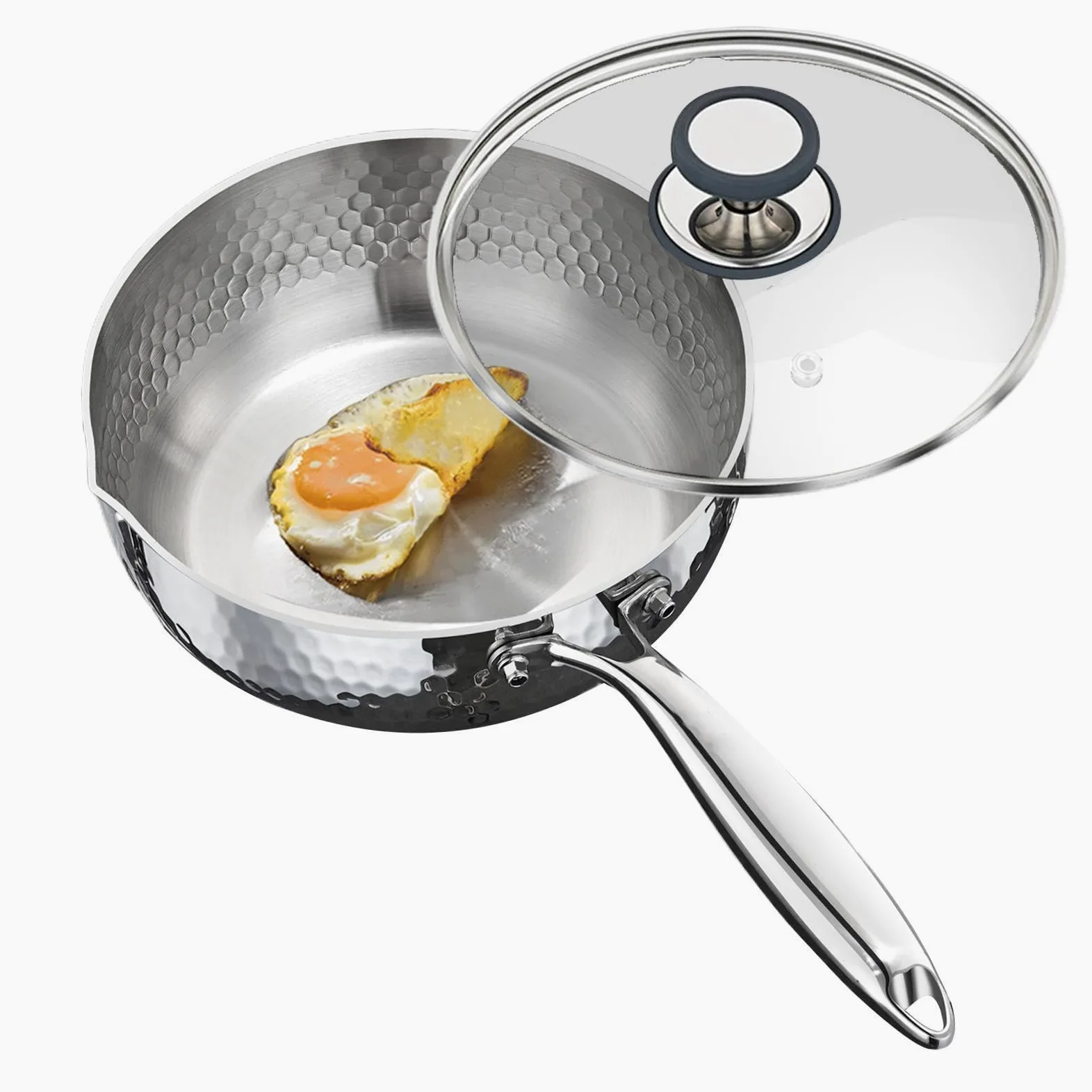 Cazo Con Tapa Menaje de cocina antiadherente con tapa y asa | Cazo Pequeño Para Vapor Y Salsas Para Freír, Cocinar a Fuego Lento, Hervir, en Cocina y en Hogar, Apto para Inducción