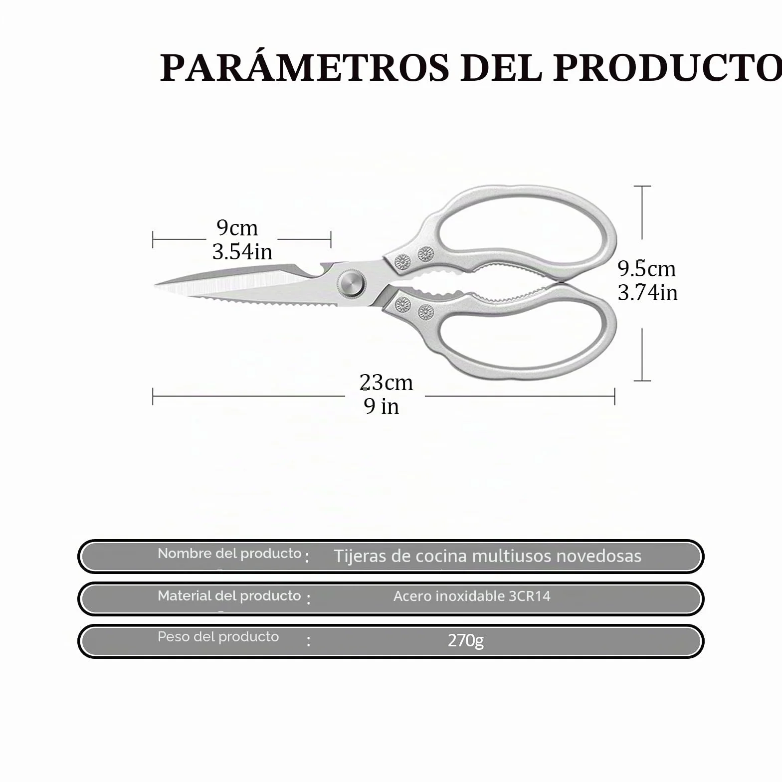 Tijeras de Cocina Resistentes Multiuso Profesionales,con Hojas Afiladas de Acero Inoxidable y Mangos Ergonómica,para cortar pollo,pescado,carne,aves,verduras,hierbas,huesos,nueces,barbacoa,Lavavajilla
