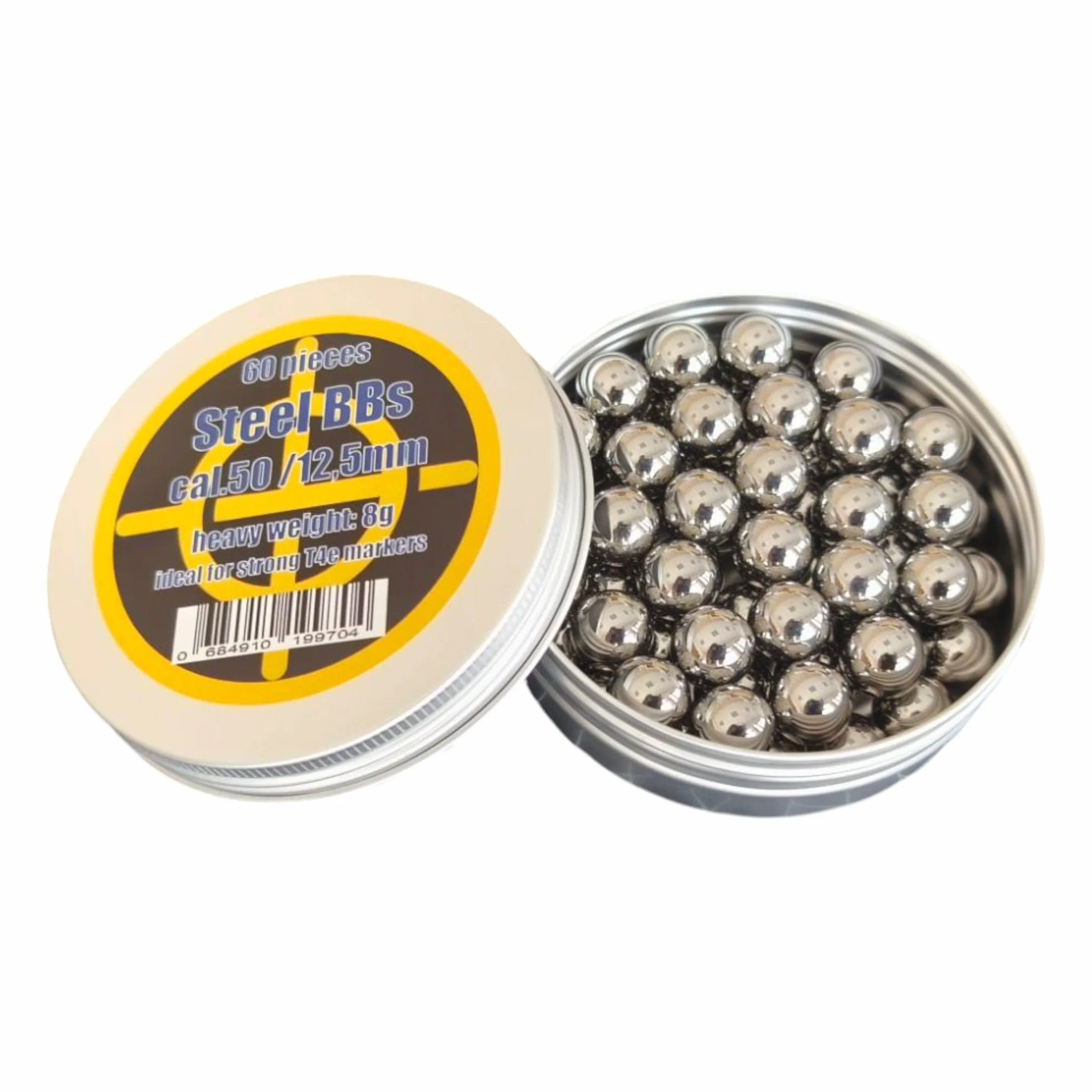 BBS CAL.50 bolas de acero cromado 12,5 mm para marcadores HDR50 HDP50 Amdere Fuerte T4e