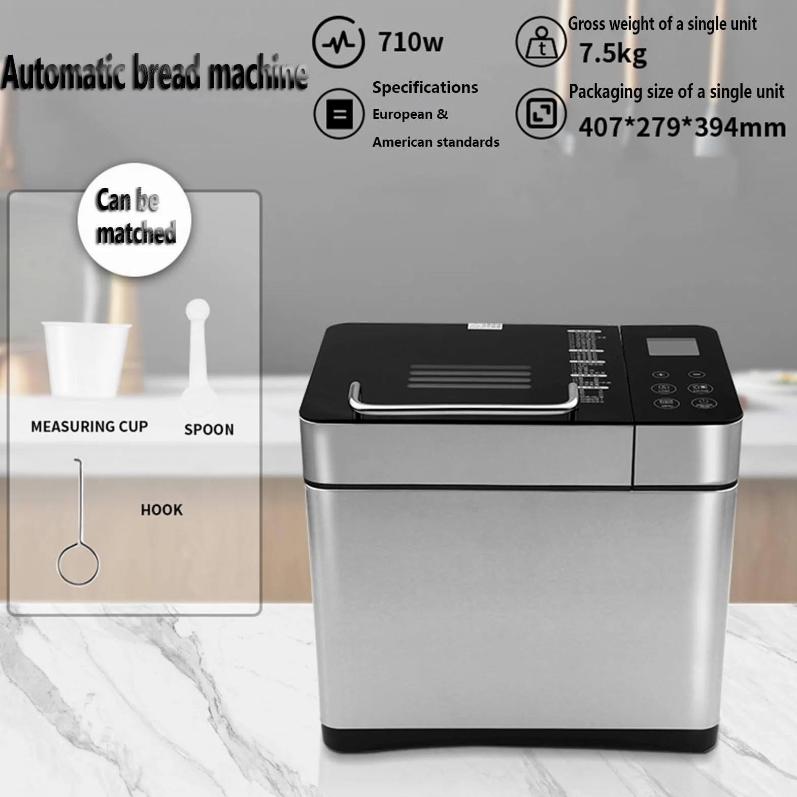 Máquina De Pan Automática 17 En 1 Con Dispensador De Nueces, Funciones De Masa, Mermelada Y Yogur Para Hornear Pan Casero