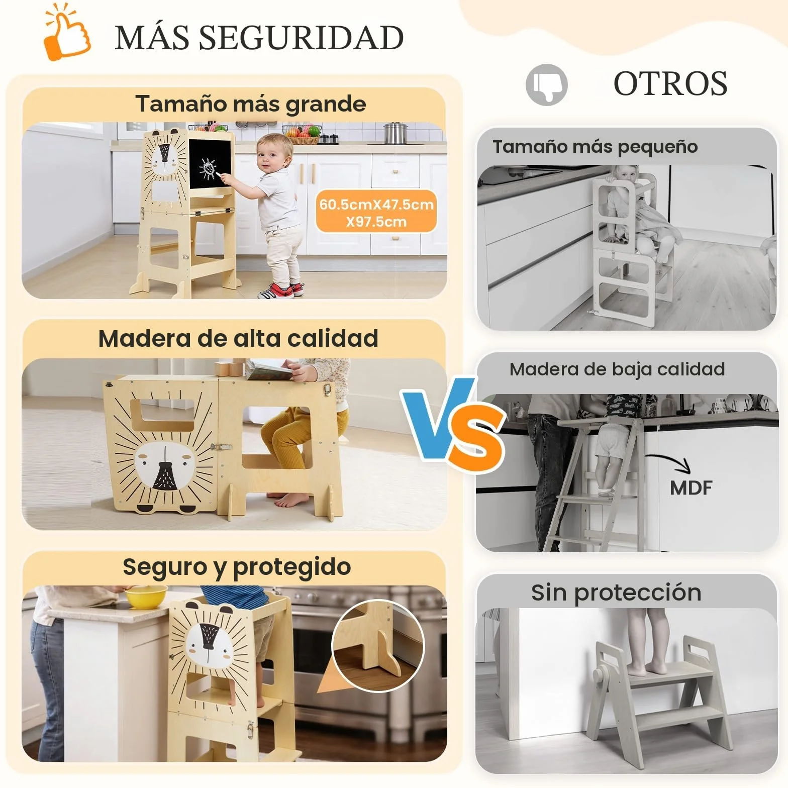 Labebe Torre de aprendizaje plegable Montessori 3 en 1 para niños a partir de 1 año