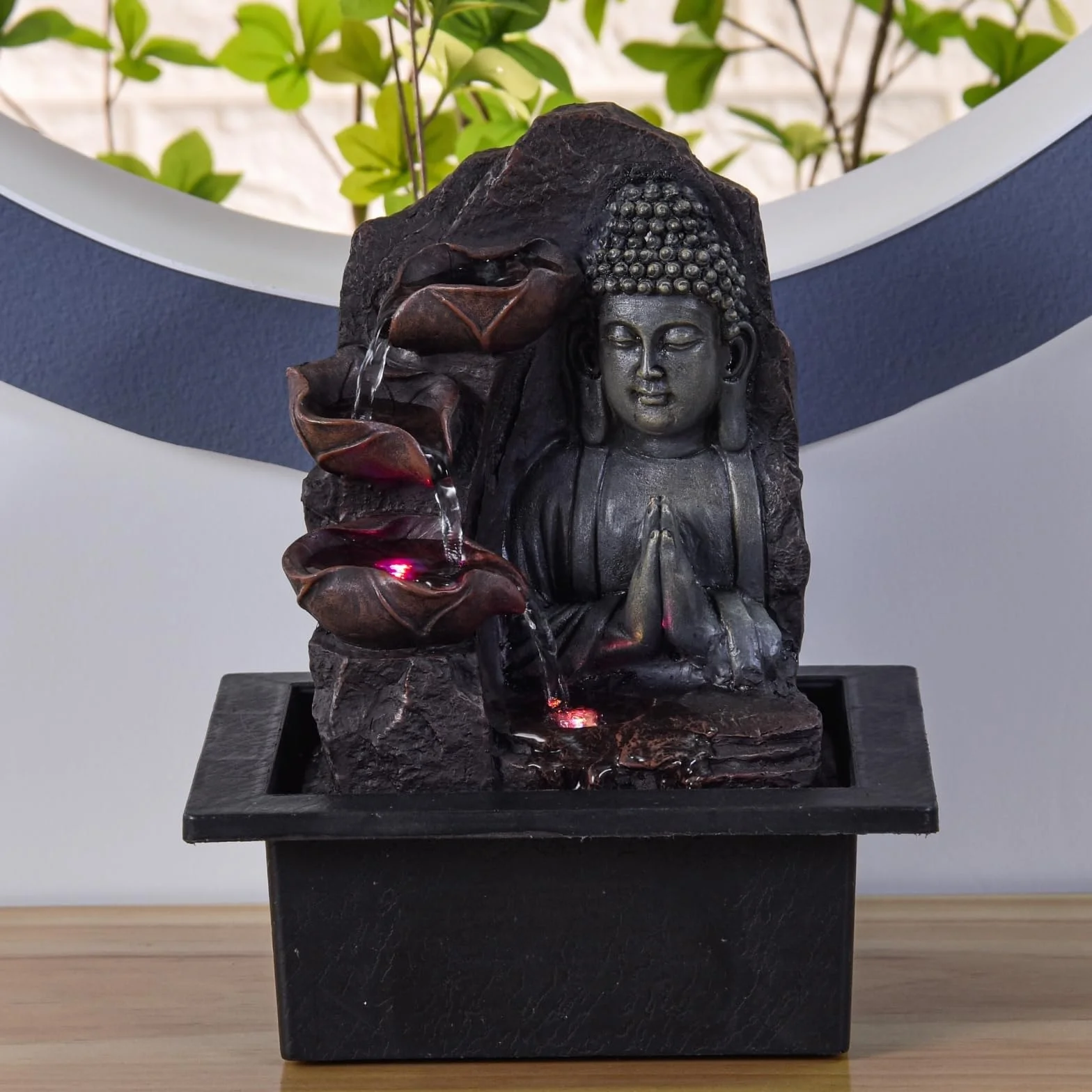 Zen'Light SPIRITUALITE Fuente de polirresina marrón Oscuro 21 x 21 x 26 cm