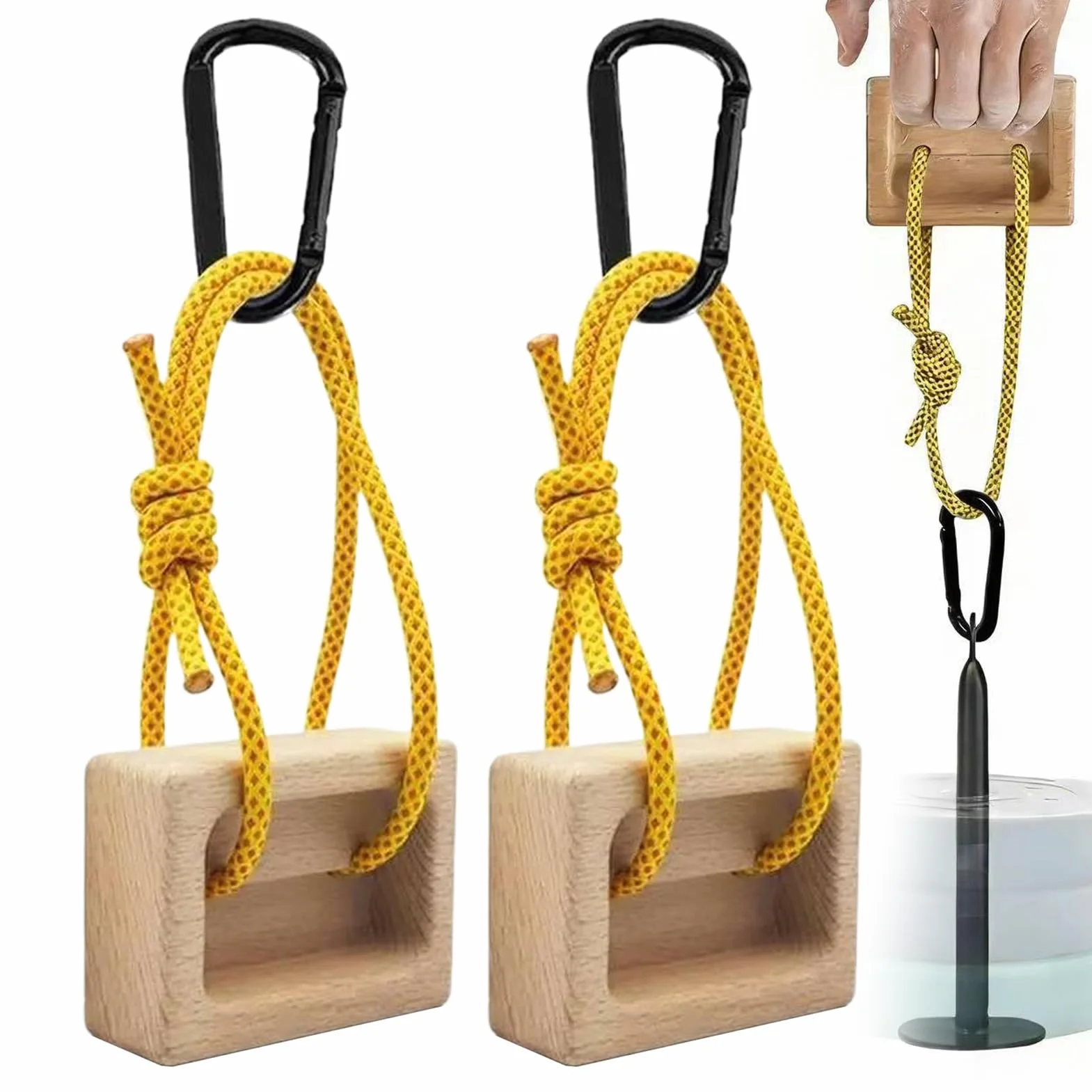 Hangboard Escalada en Roca - 1 Par Entrenador Madera Portátil para Escaladores, Mejora Fuerza de Agarre