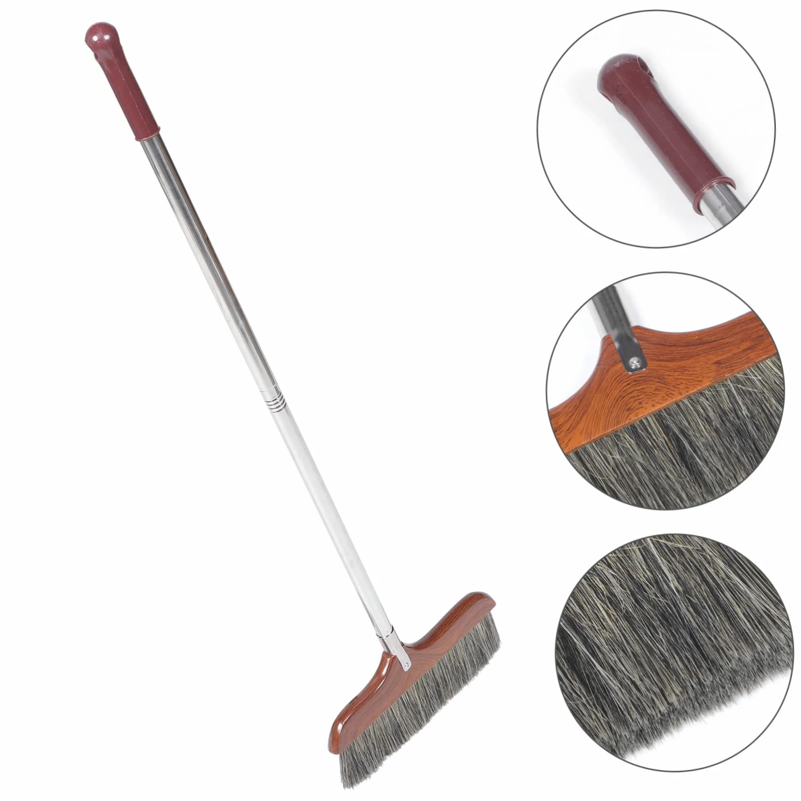 KOMBIUDA Escoba de empalme de madera para camping, escoba larga, escoba exterior, escoba para barrer interior, escoba telescópica, escoba de cocina, escoba de limpieza de suelos, escoba interior,
