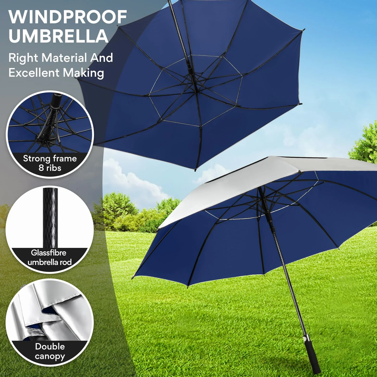 ZOMAKE Paraguas de Golf 157cm XXL Automático UV Protección Doble Toldo